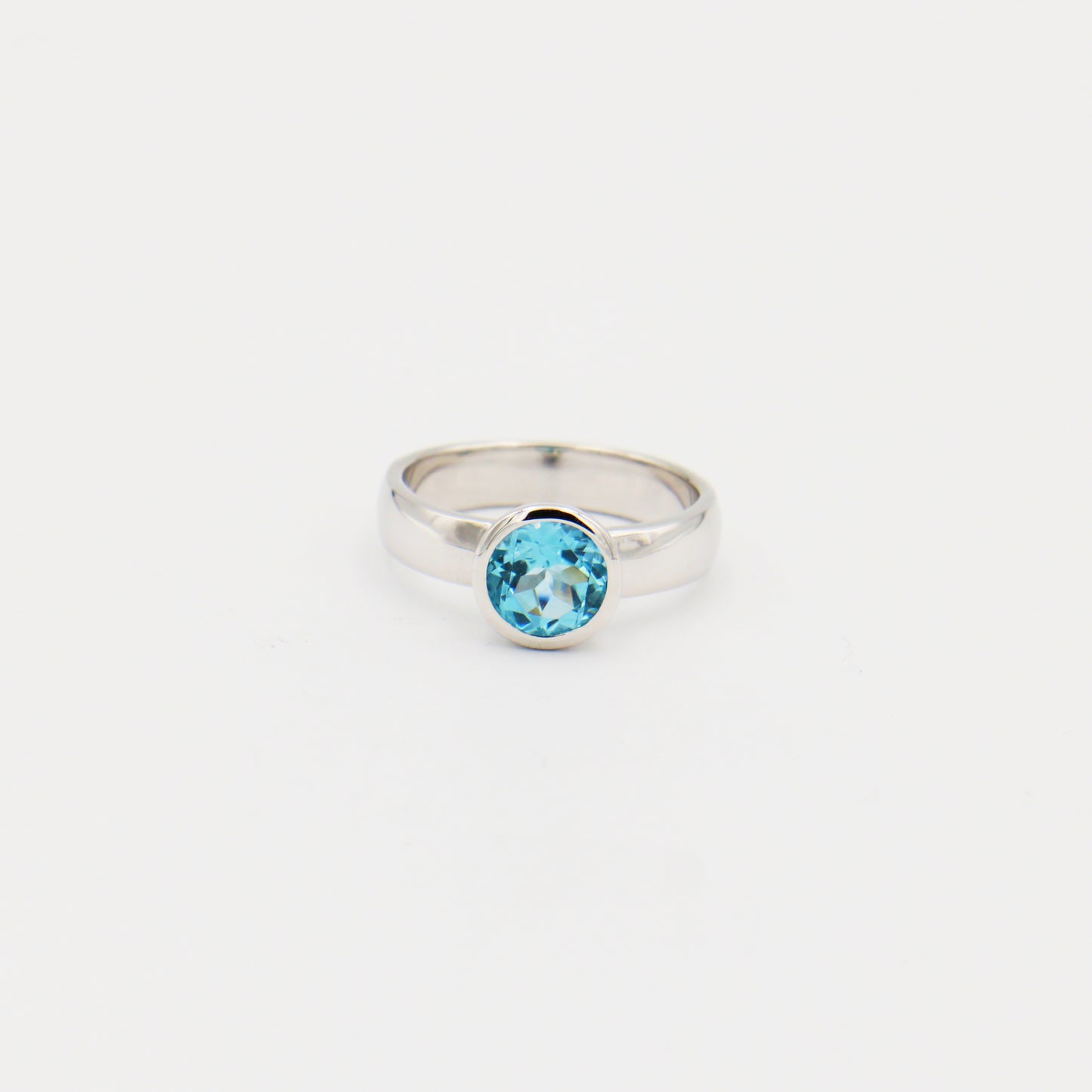 Blue Topaz Round Sterling Ring