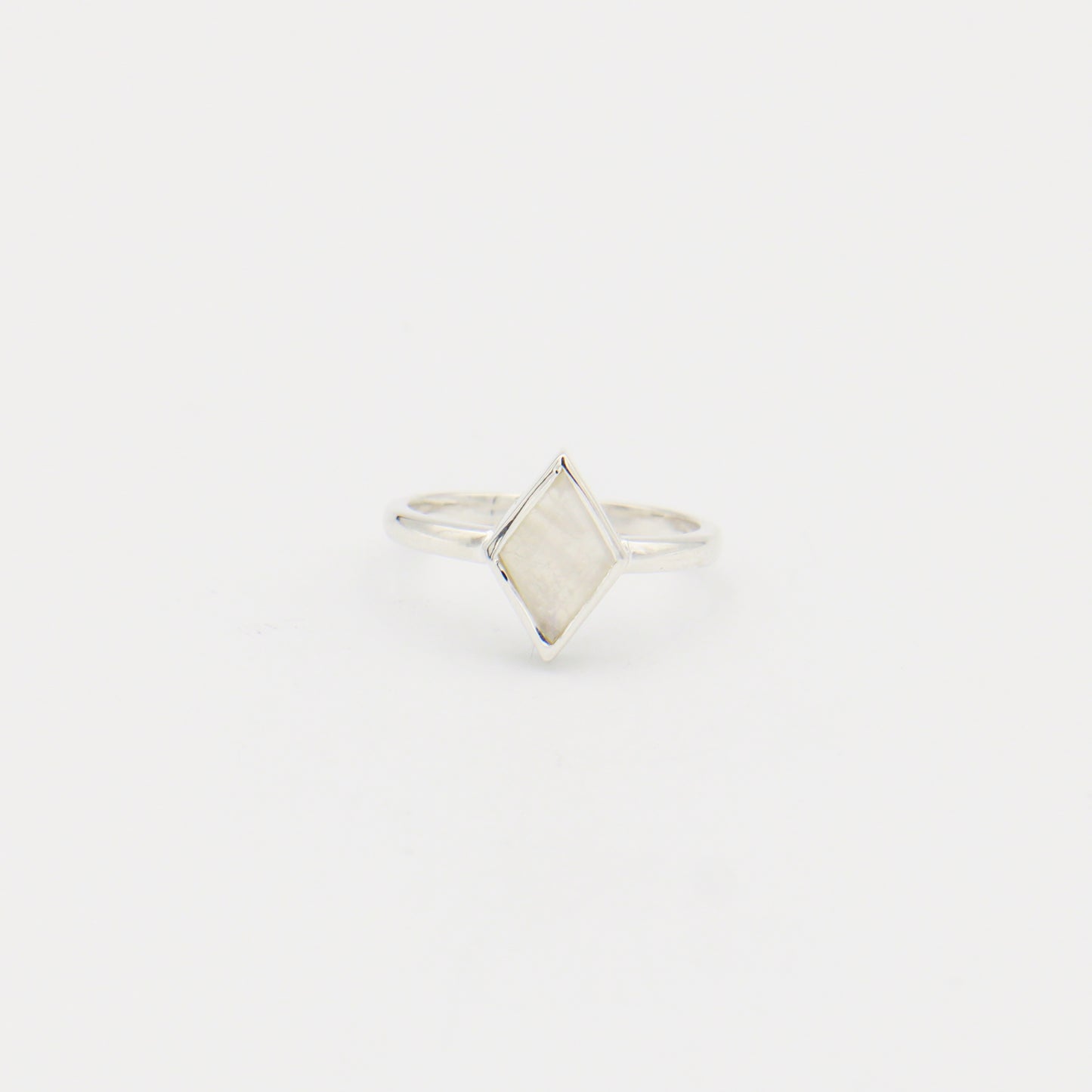 Moonstone Diamond Shaped Sterling Ring