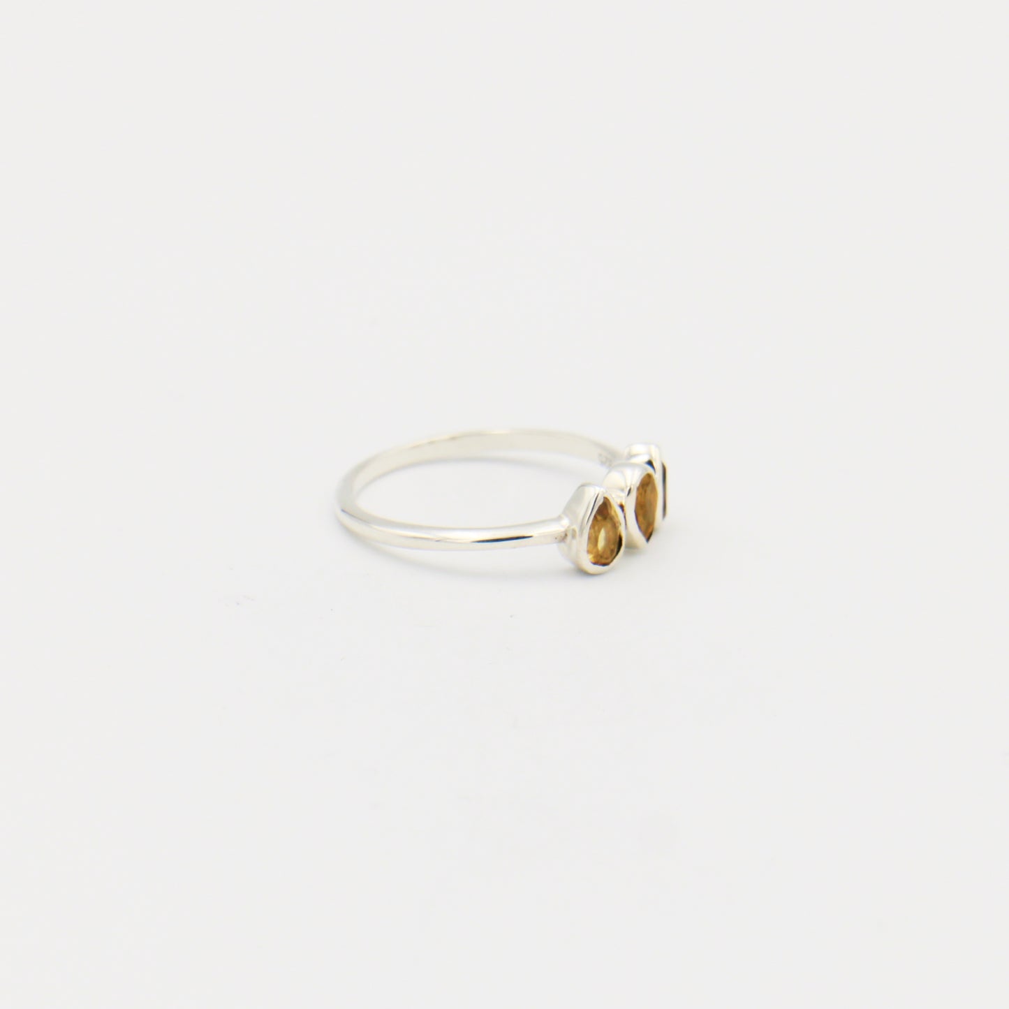 Citrine Dainty Triple Pear Sterling Ring