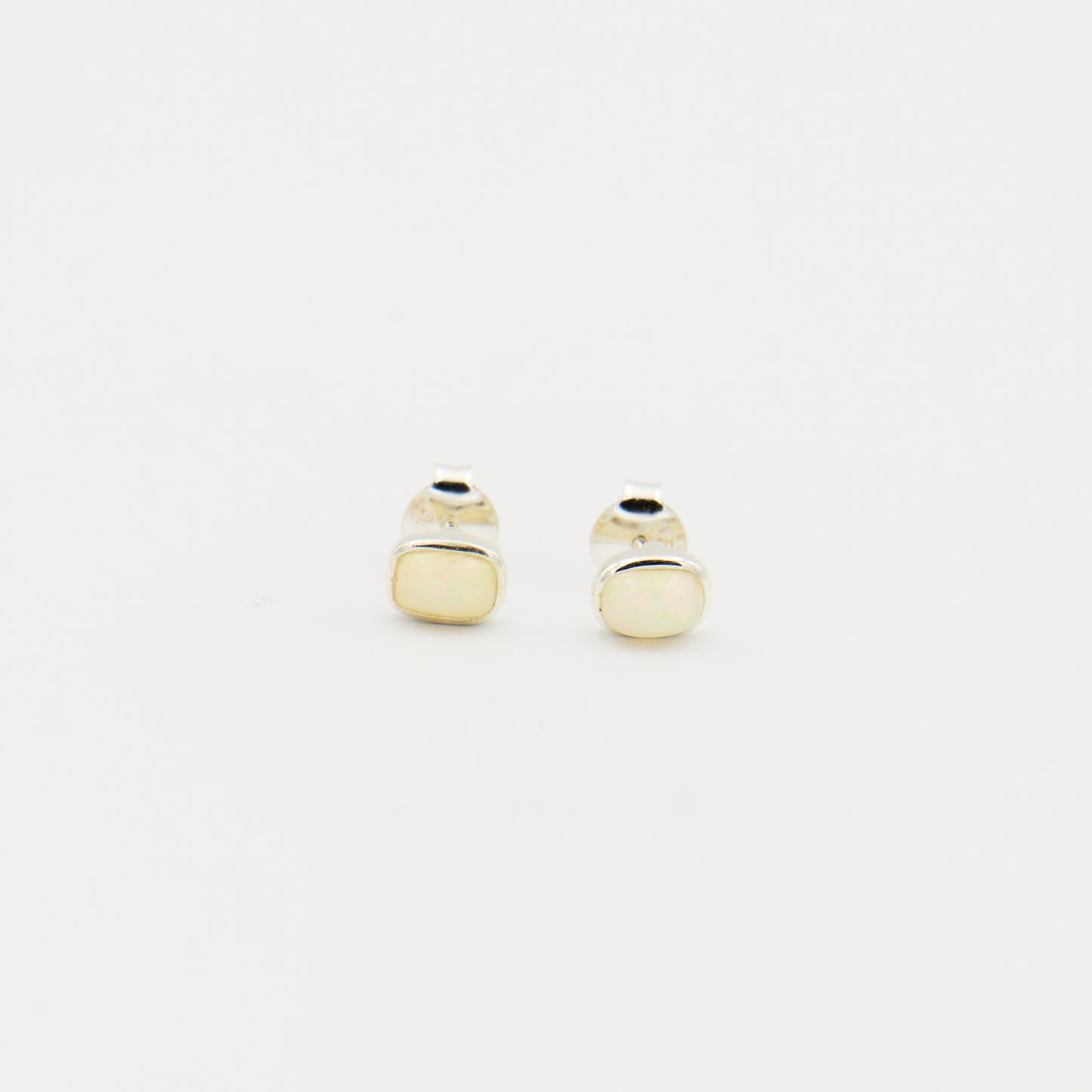 Ethiopian Opal Baguette Bezel Sterling Studs
