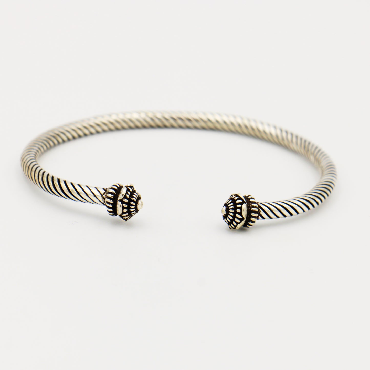 Sterling Silver Twisted Cuff Bracelet with Finials