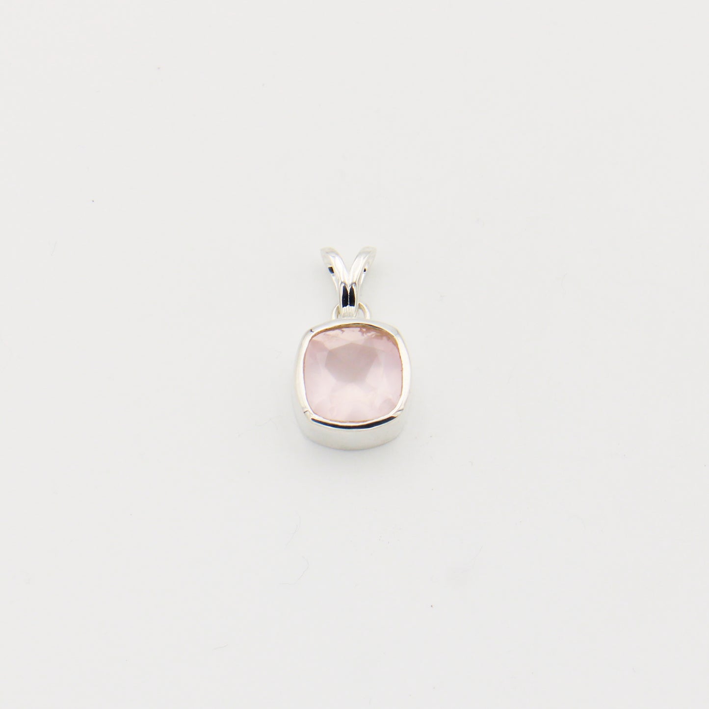 Rose Quartz Cushion Sterling Pendant
