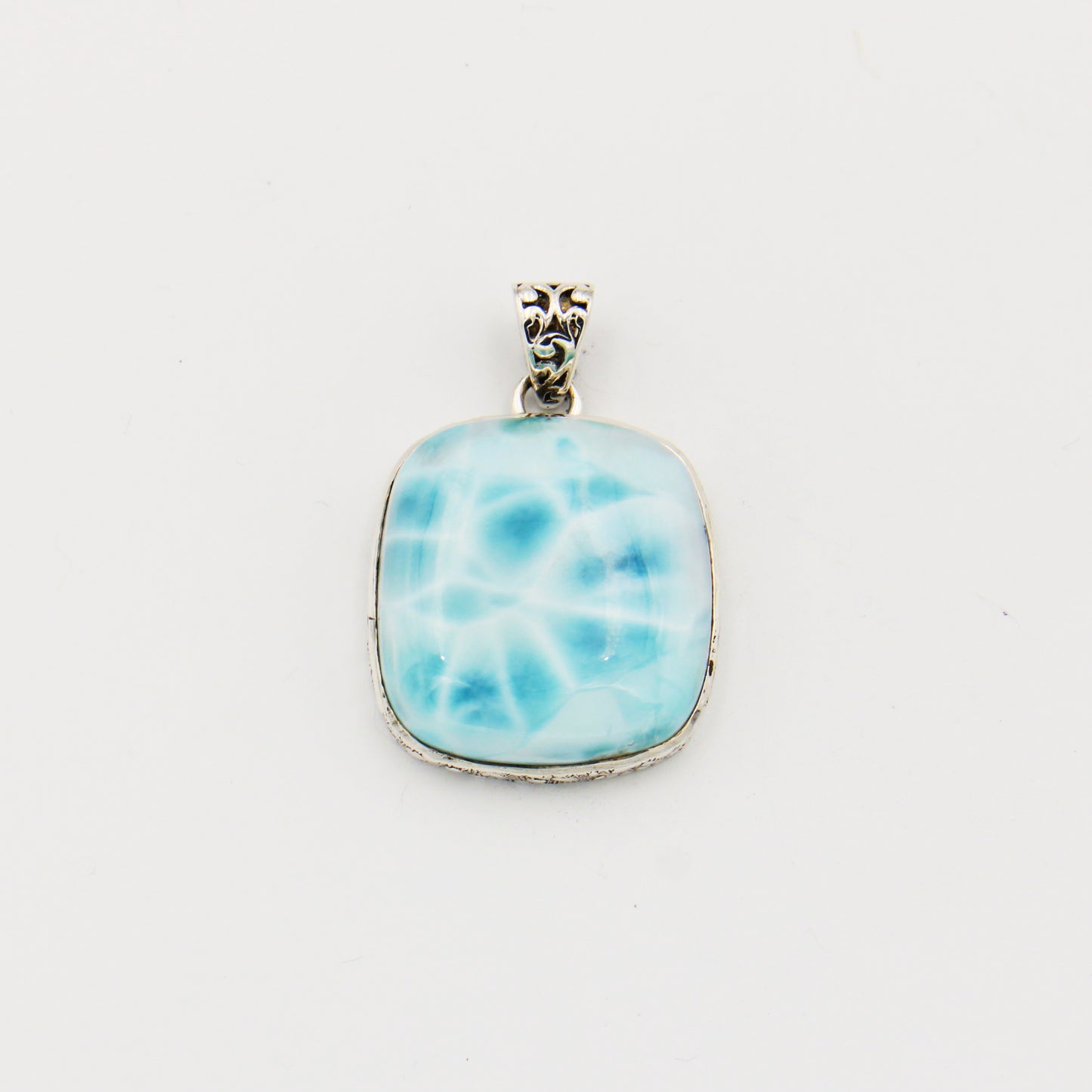 Larimar Large Cushion Sterling Pendant