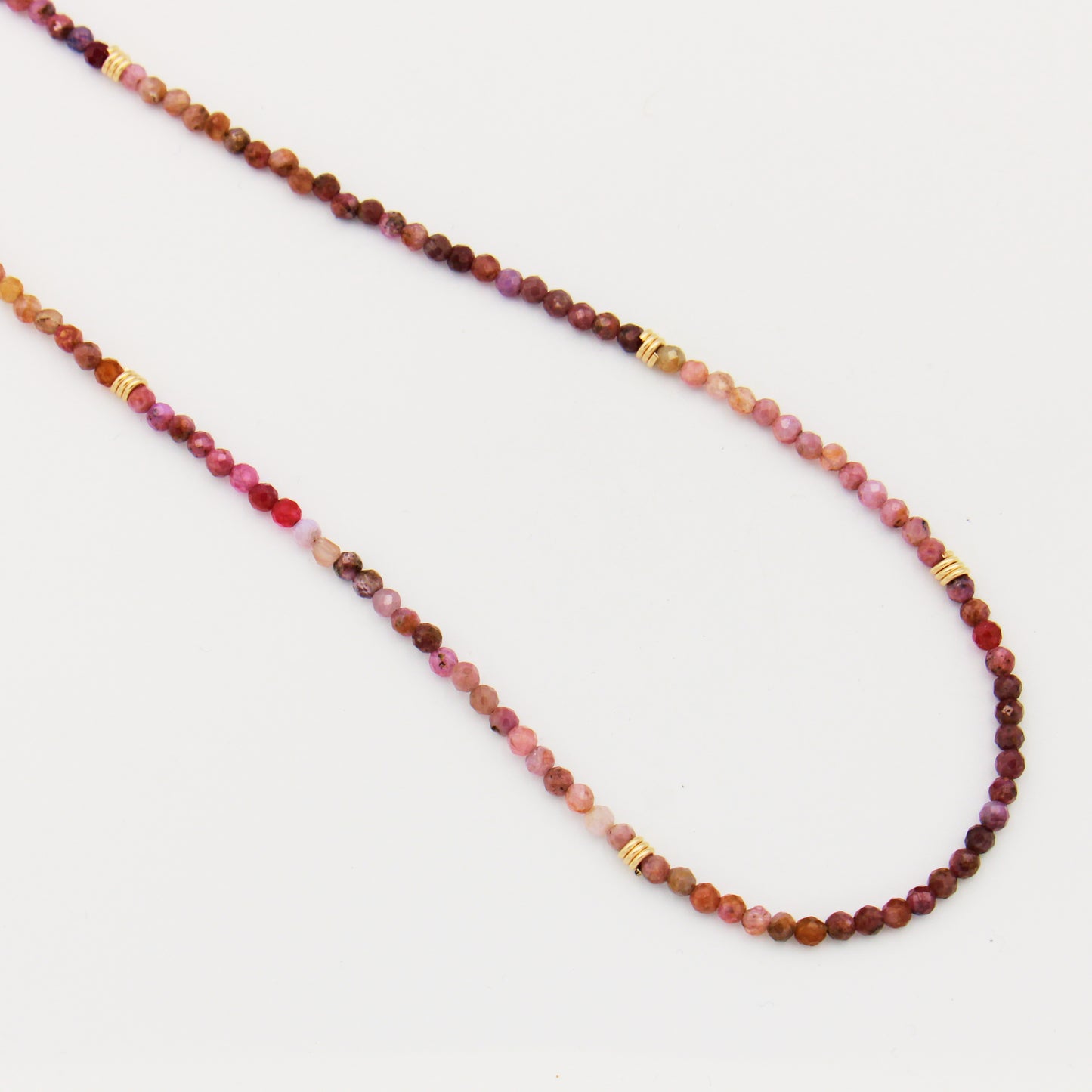 Ruby Beaded GF Necklace 16-17.75"