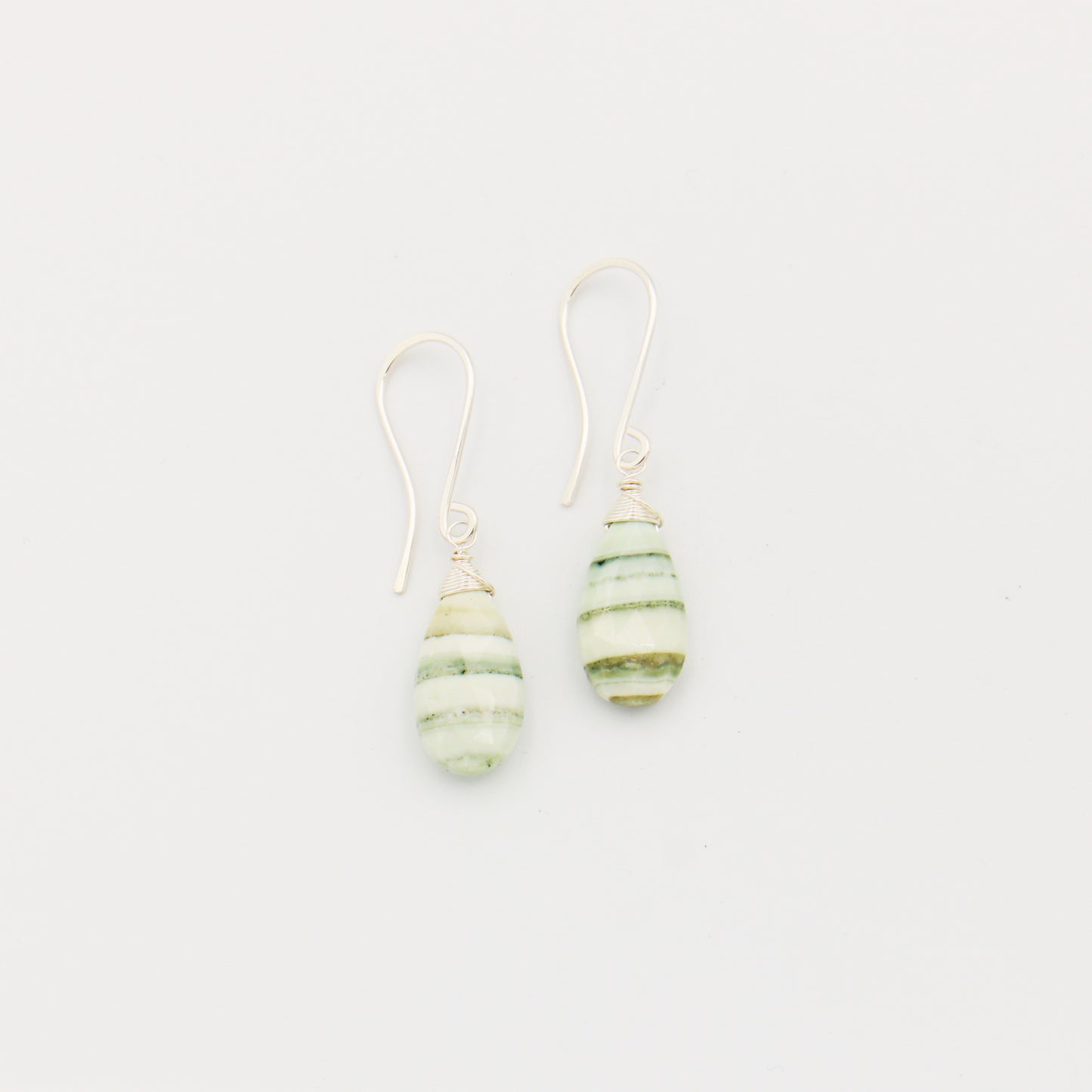 Green Striped Opal Sterling Earrings