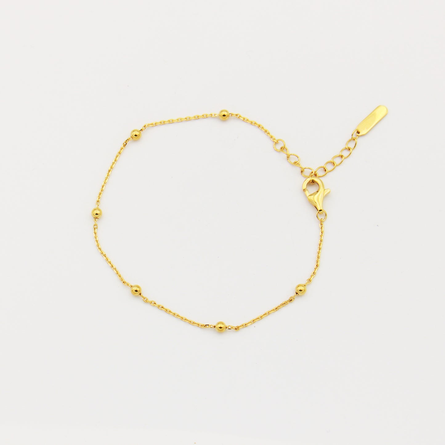 Cable Ball Chain Bracelet 18k GP Adjustable