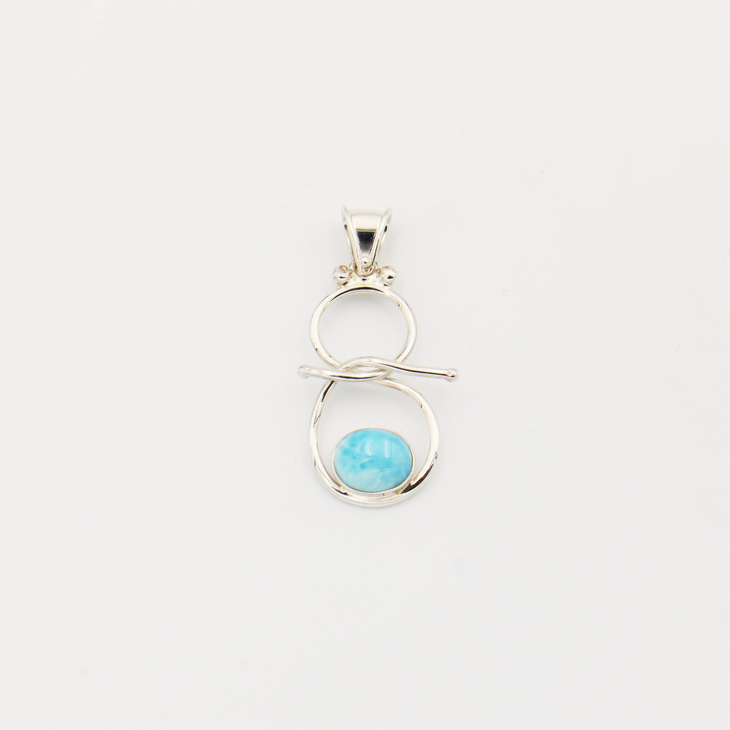 Larimar & Sterling Double Circle Twist Pendant