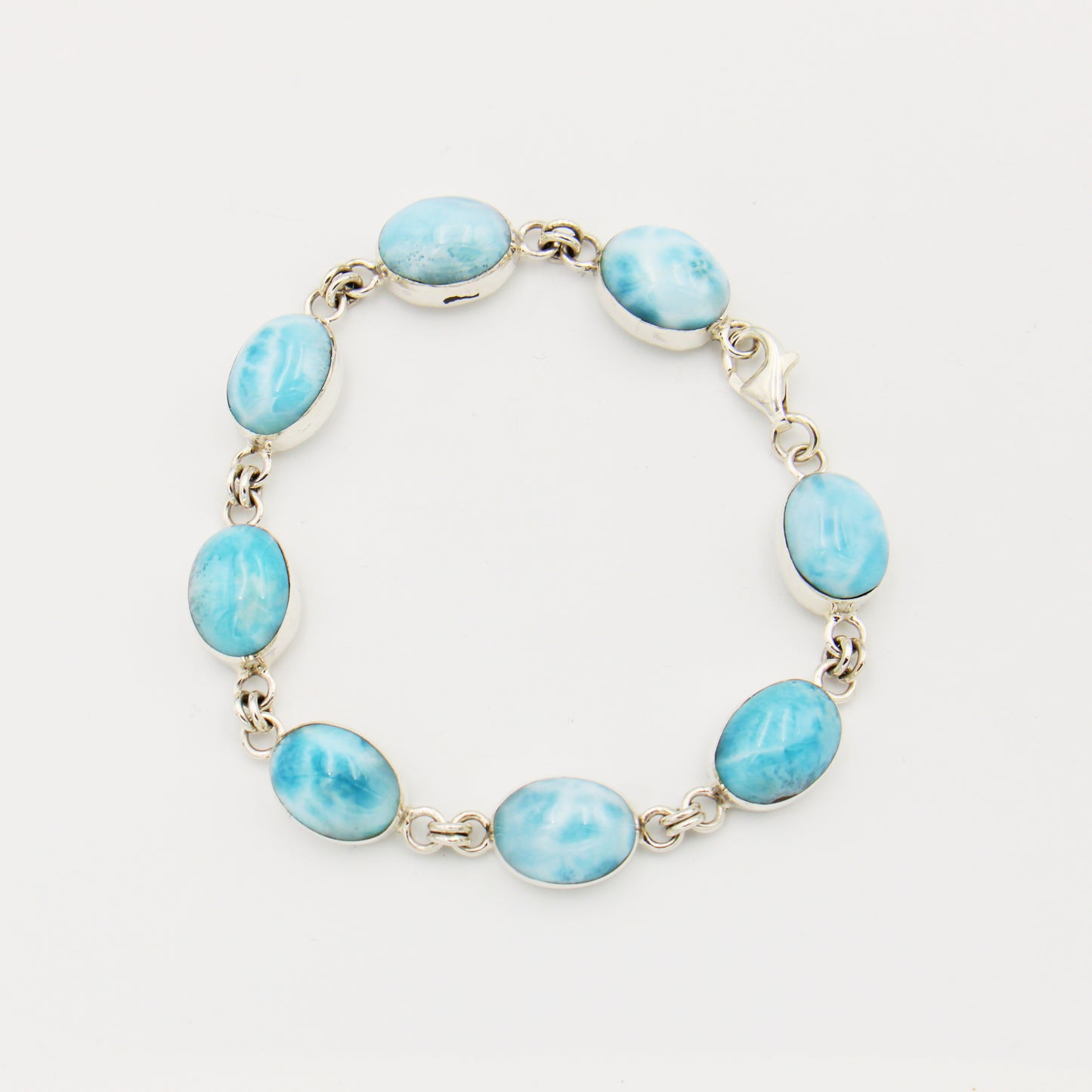 Larimar Oval Sterling Chain Bracelet