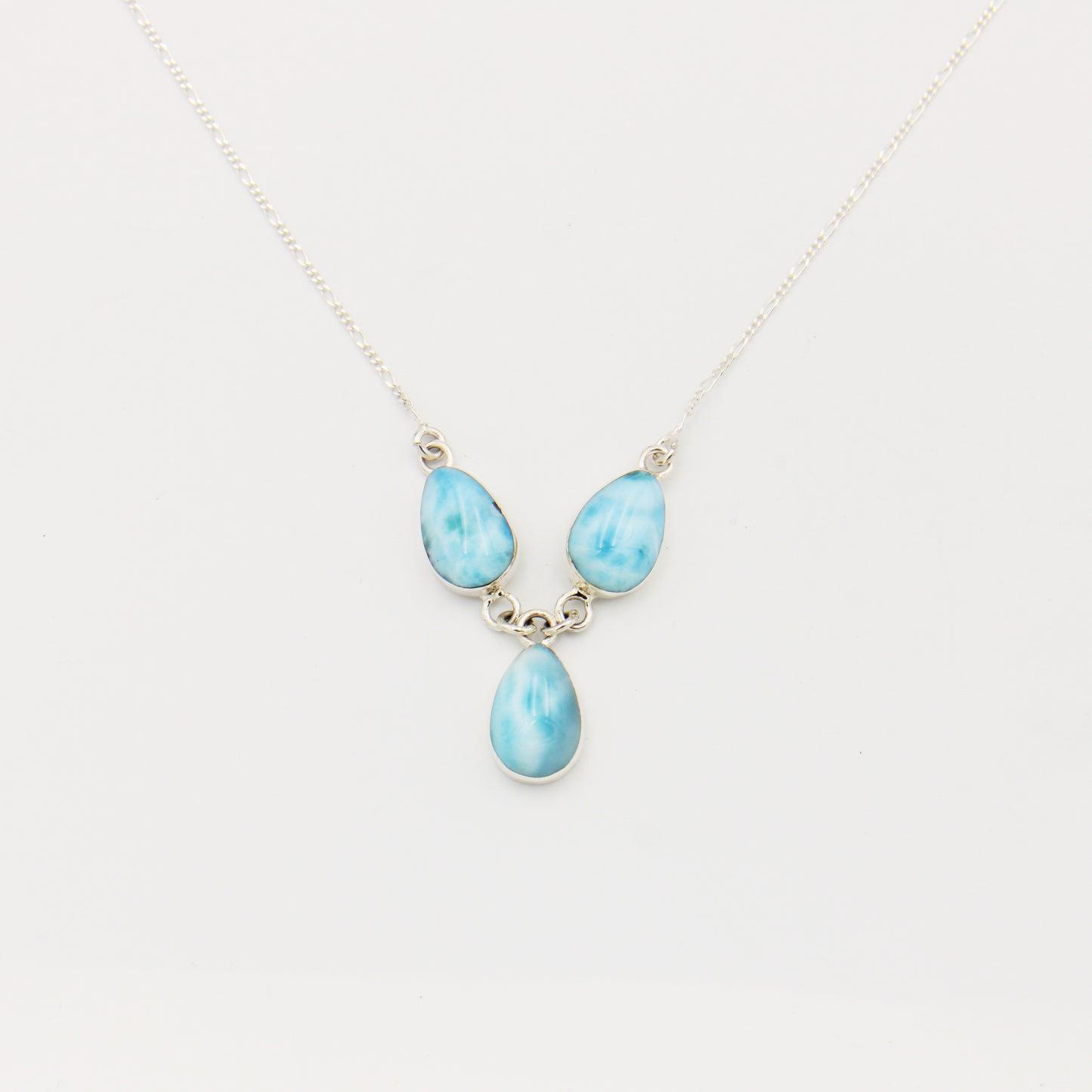 Larimar Three Pears Sterling Silver Necklace 18"