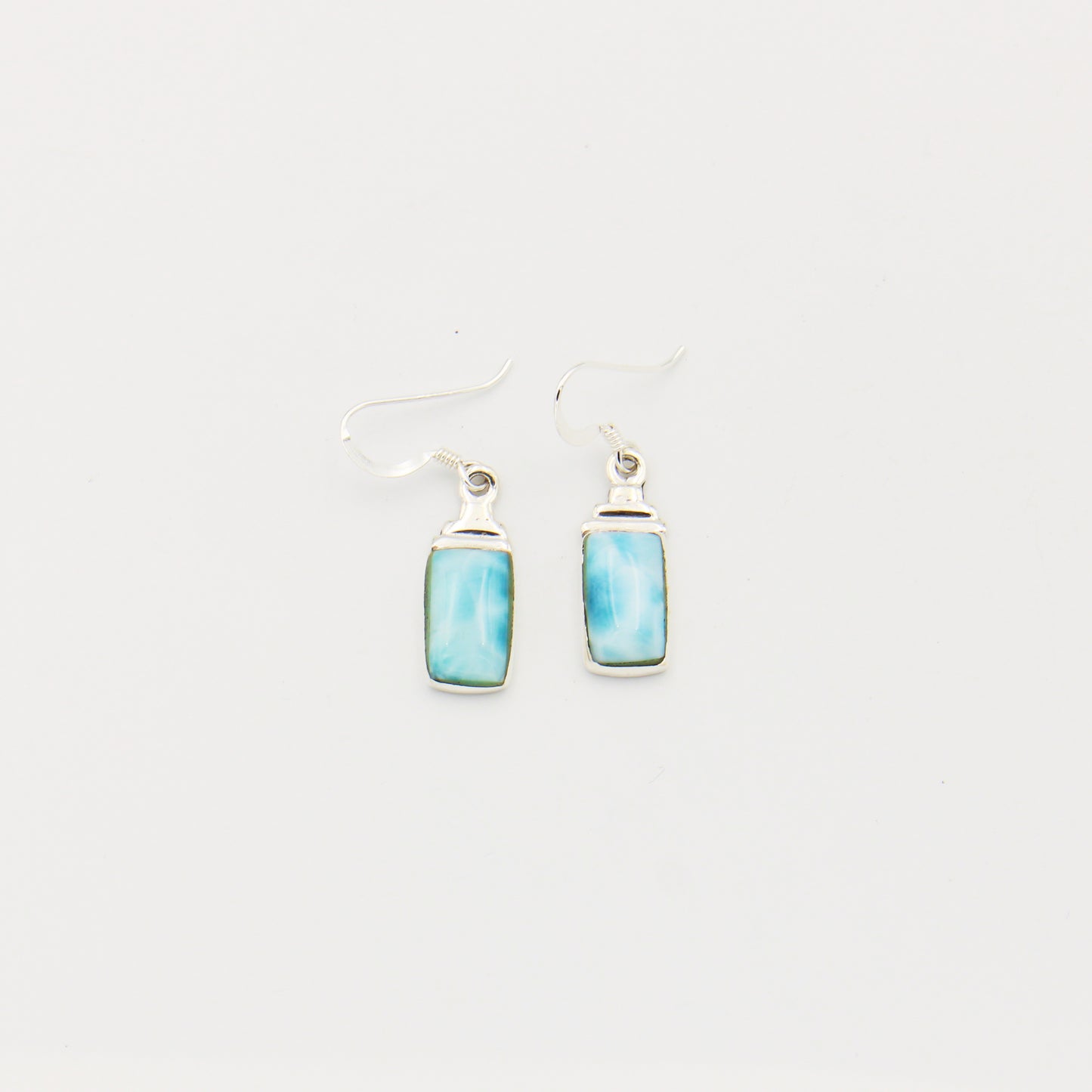 Larimar Rectangle Art Deco Sterling Earrings