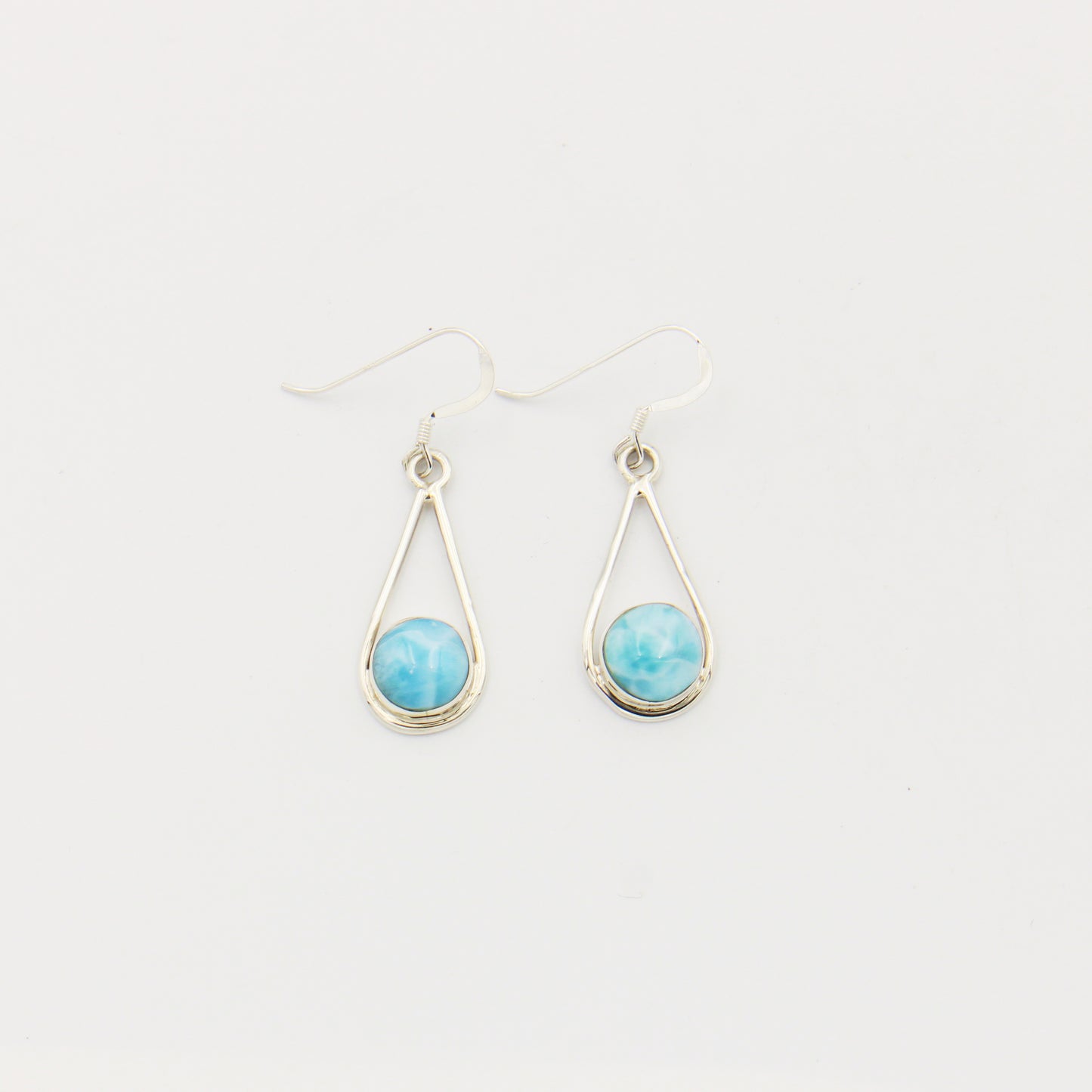 Larimar & Sterling Round Drop Earrings
