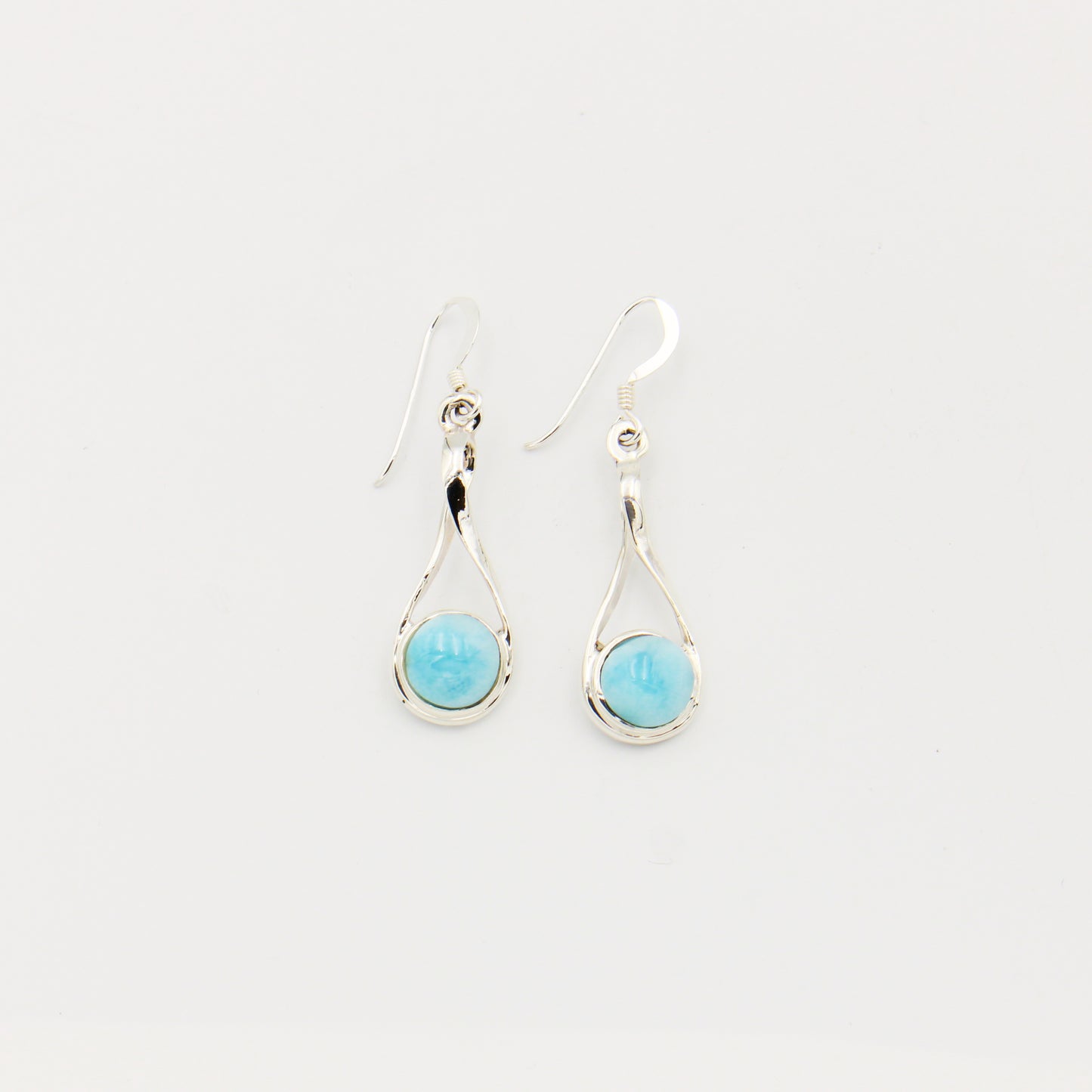 Larimar & Sterling Round Twist Drop Earrings