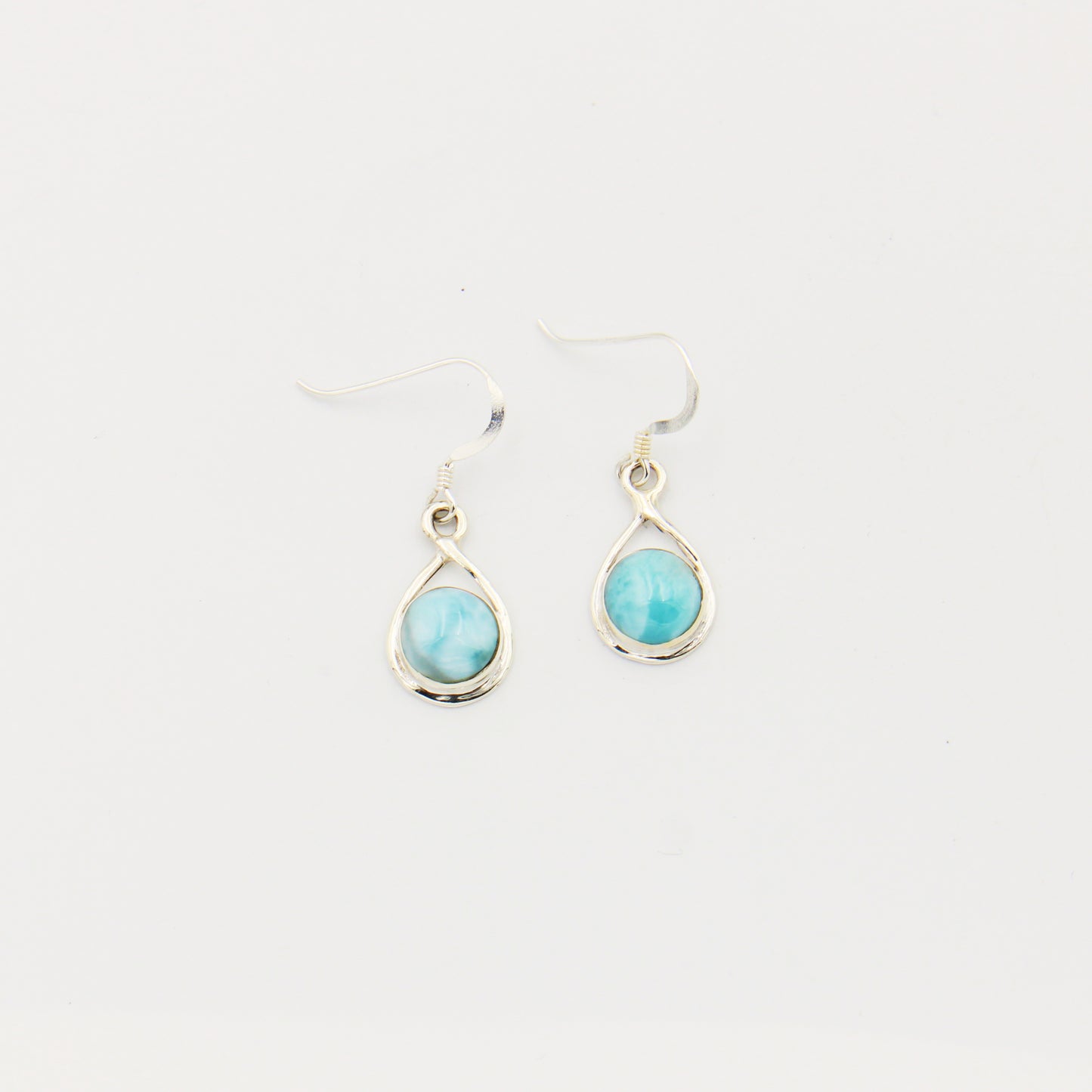Larimar Round Sterling Teardrop Earrings