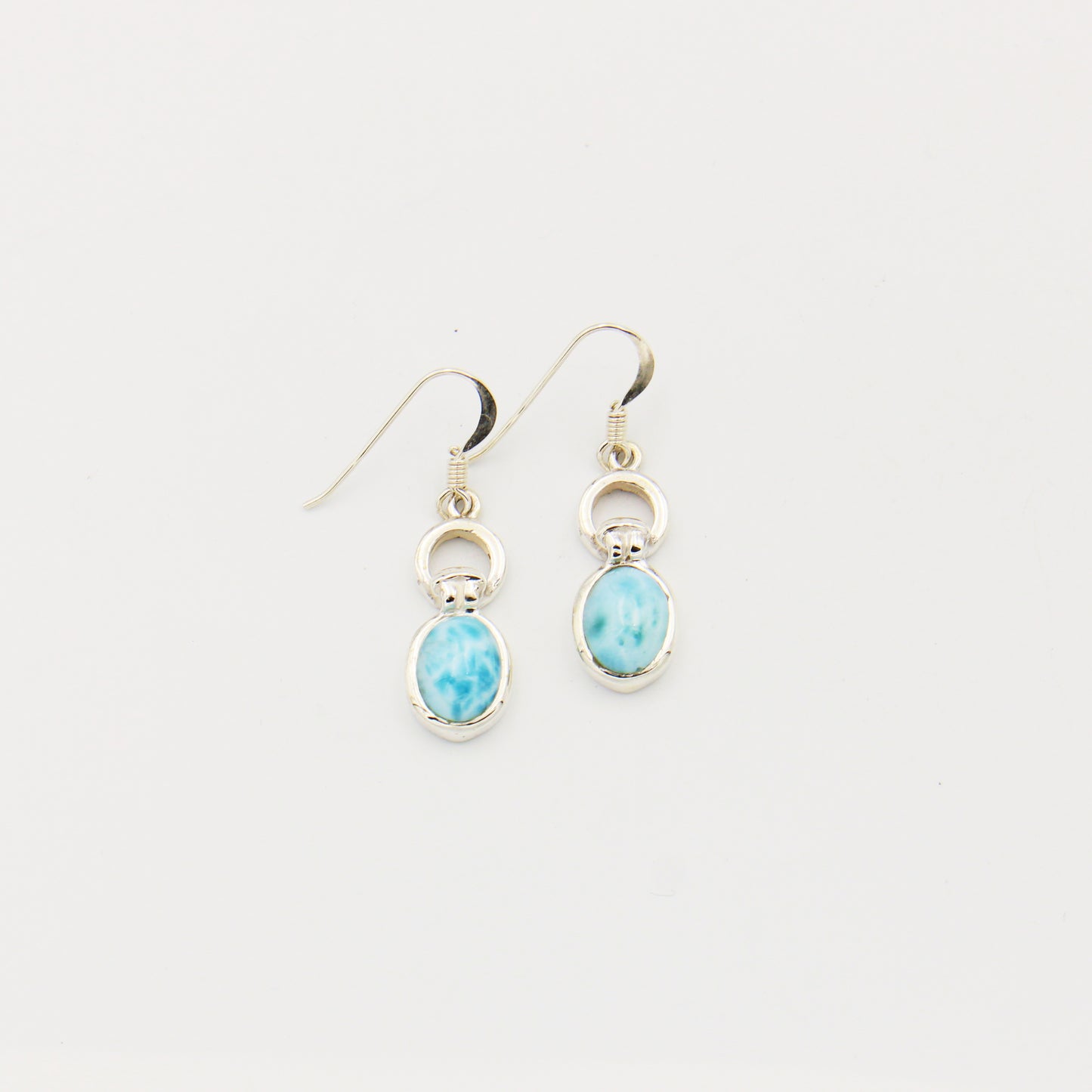 Larimar Oval & Round Link Sterling Earrings