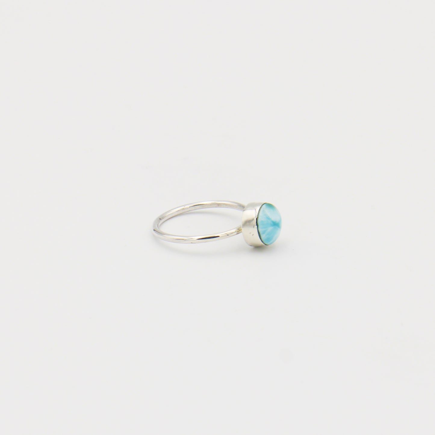 Larimar Small Round Sterling Dainty Band Ring Size 8