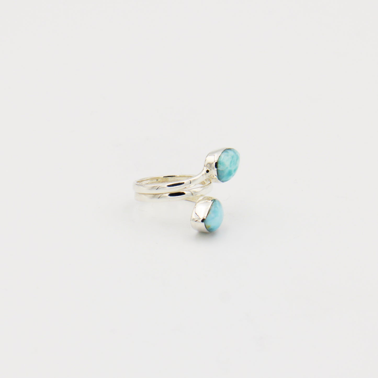 Larimar Double Pear Wrapped Sterling Ring Size 7