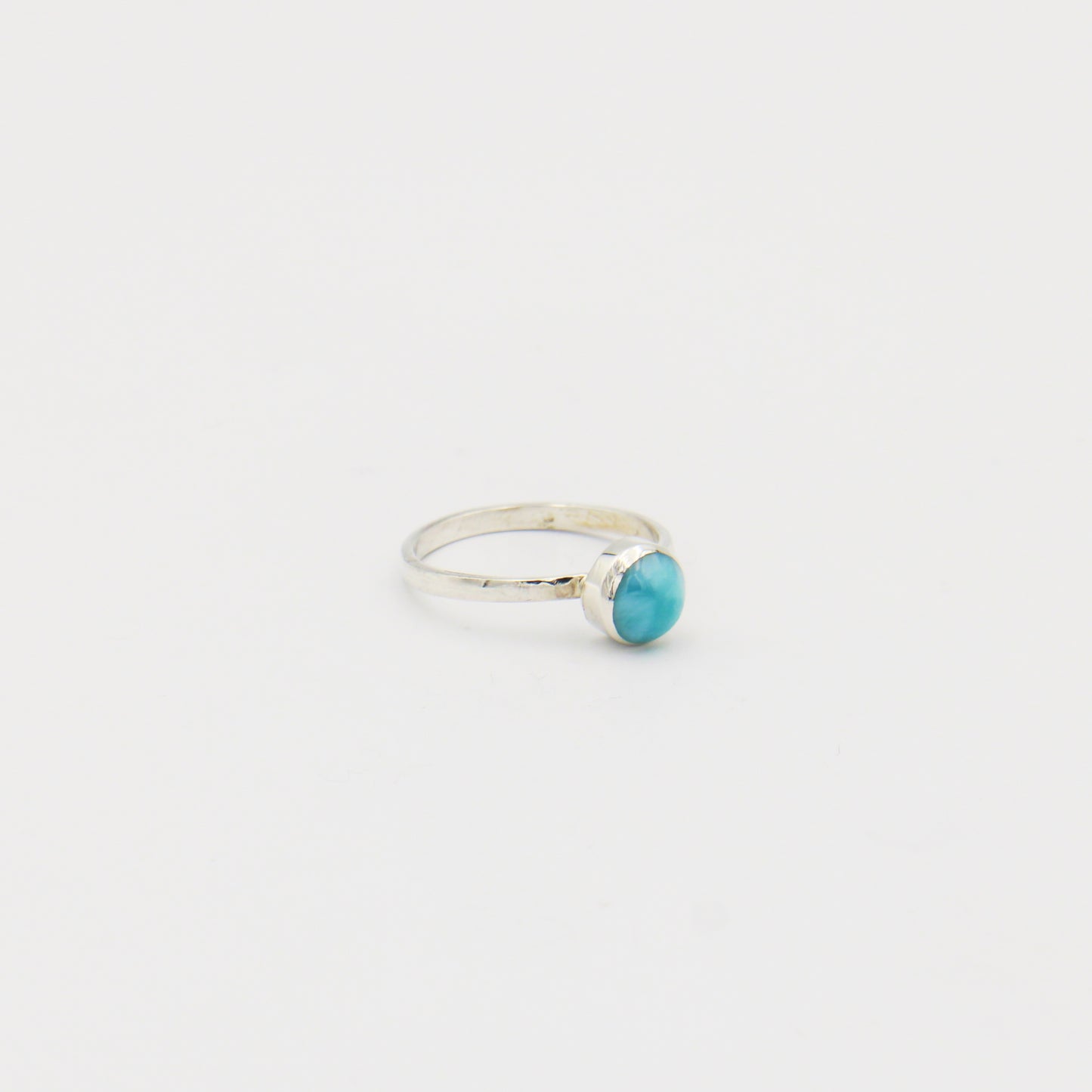 Larimar Small Round Sterling Dainty Band Ring Size 9.5