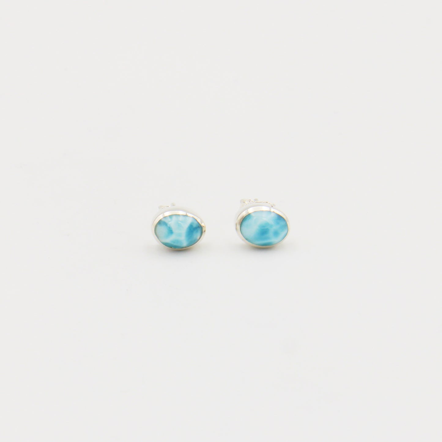 Larimar Small Oval Sterling Studs