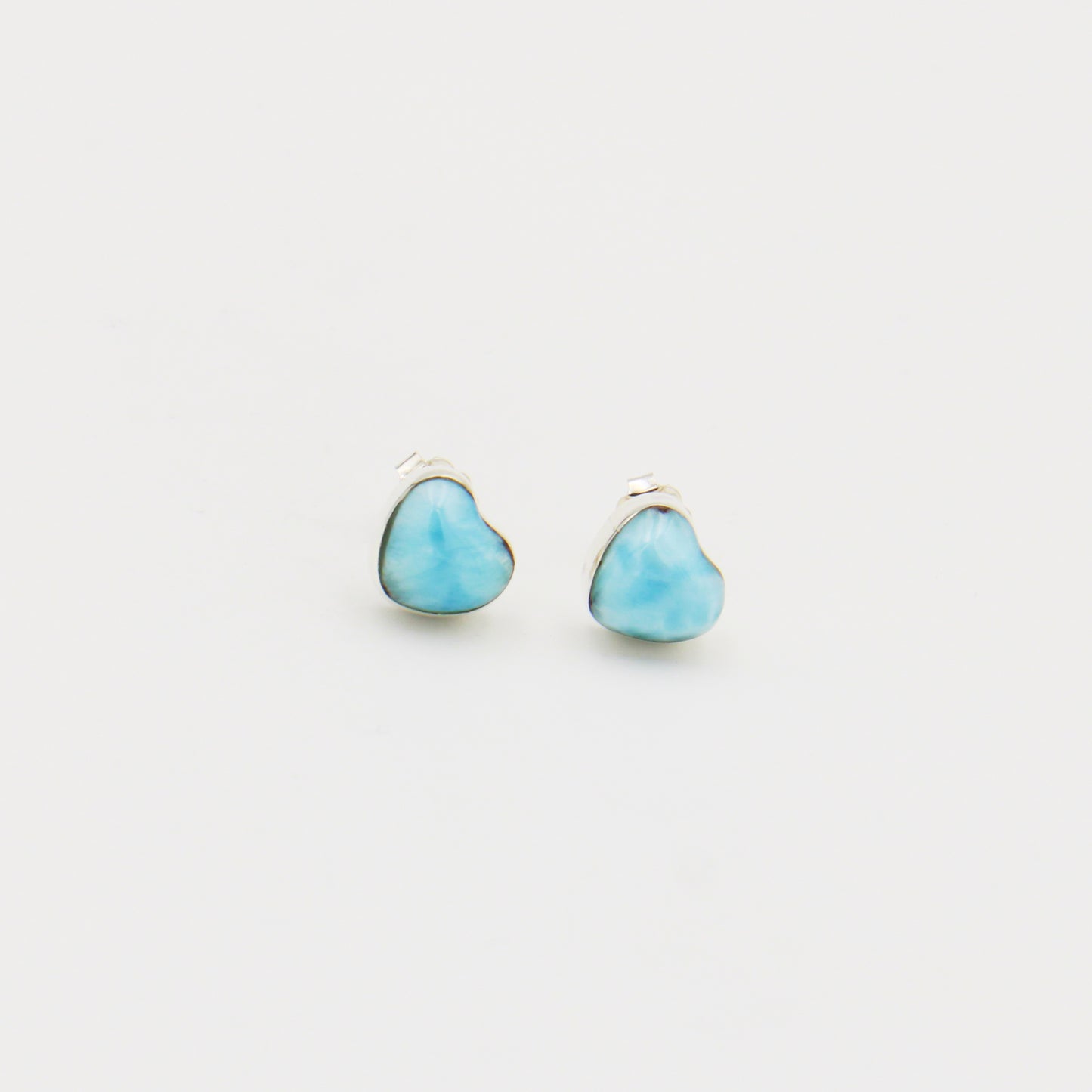 Larimar Heart Sterling Studs