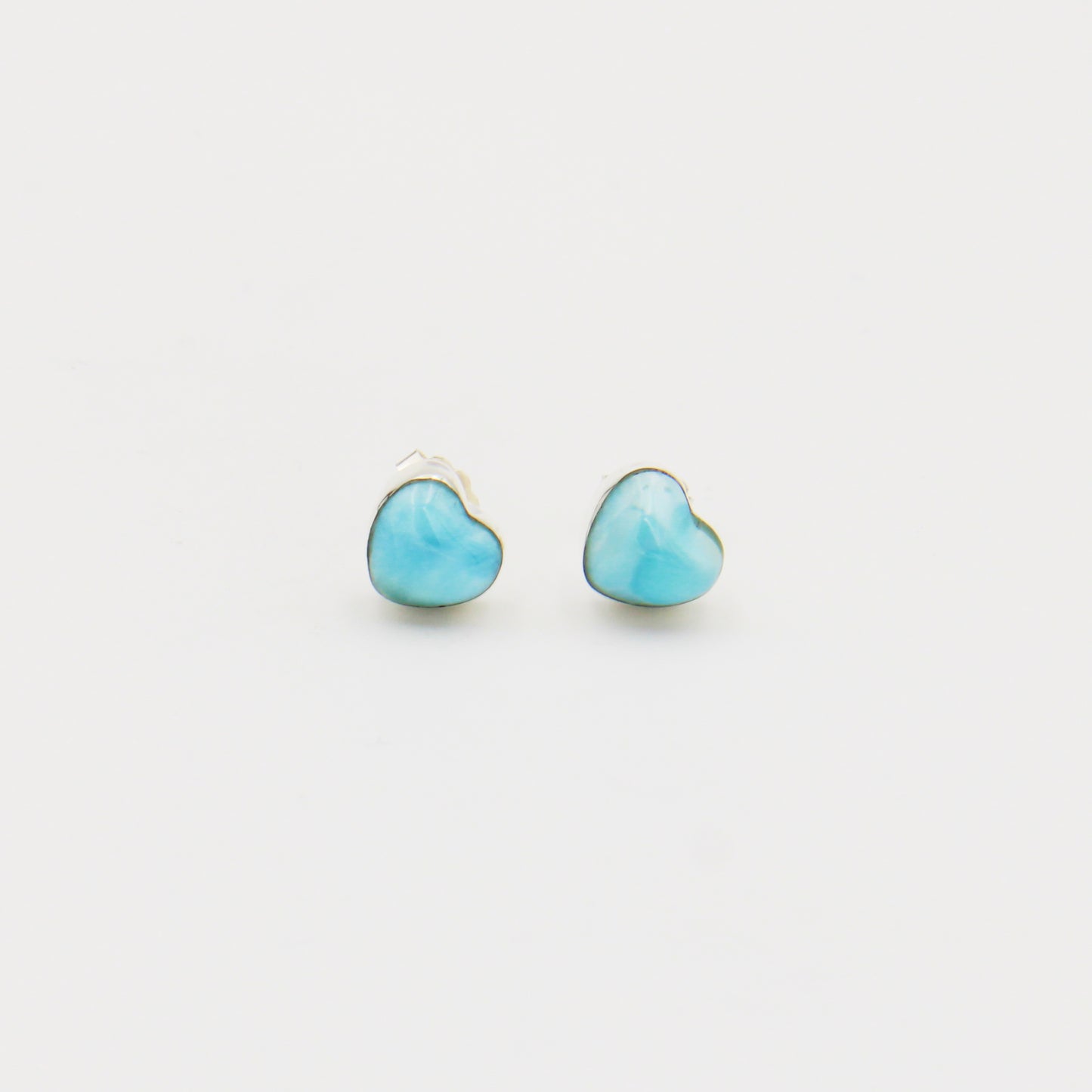 Larimar Heart Sterling Studs