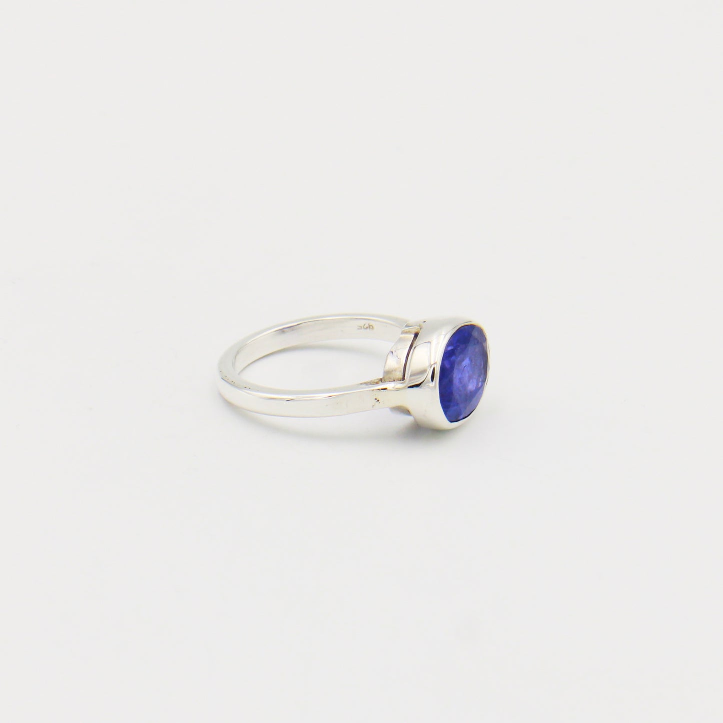 Tanzanite Faceted Oval Sterling Ring Size 8