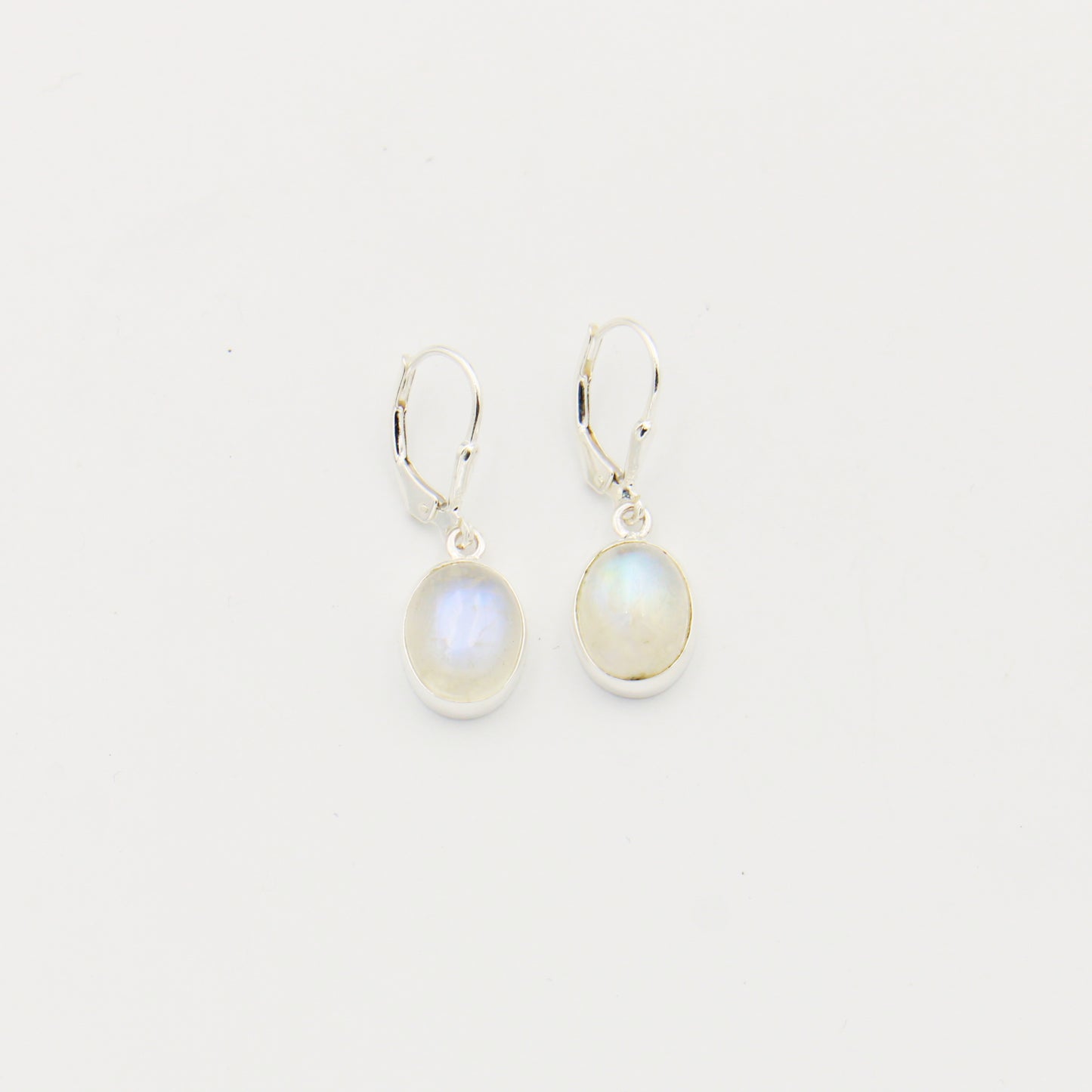 Moonstone Oval Sterling Silver Drop Earrings