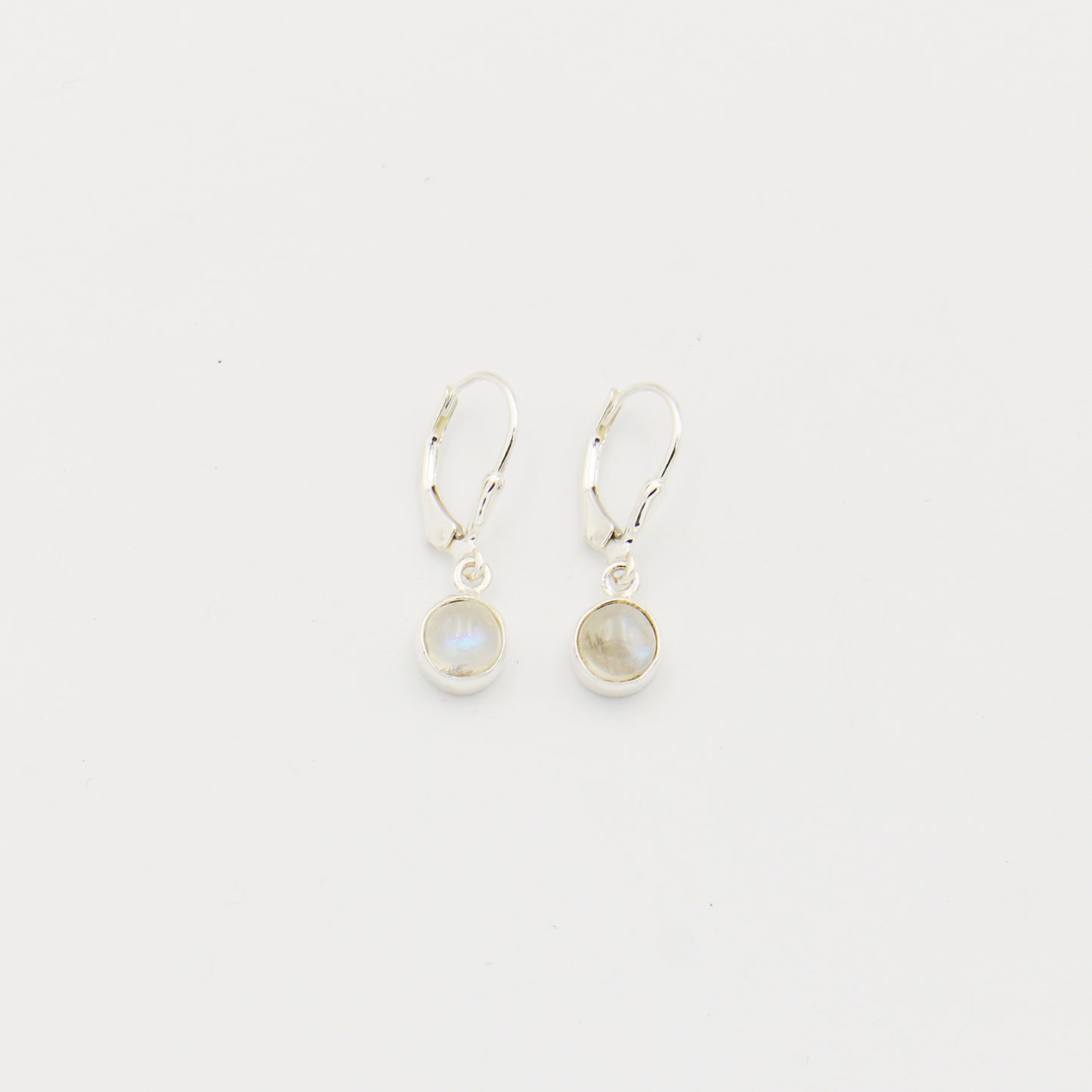 Moonstone Small Round Drop Sterling Earrings