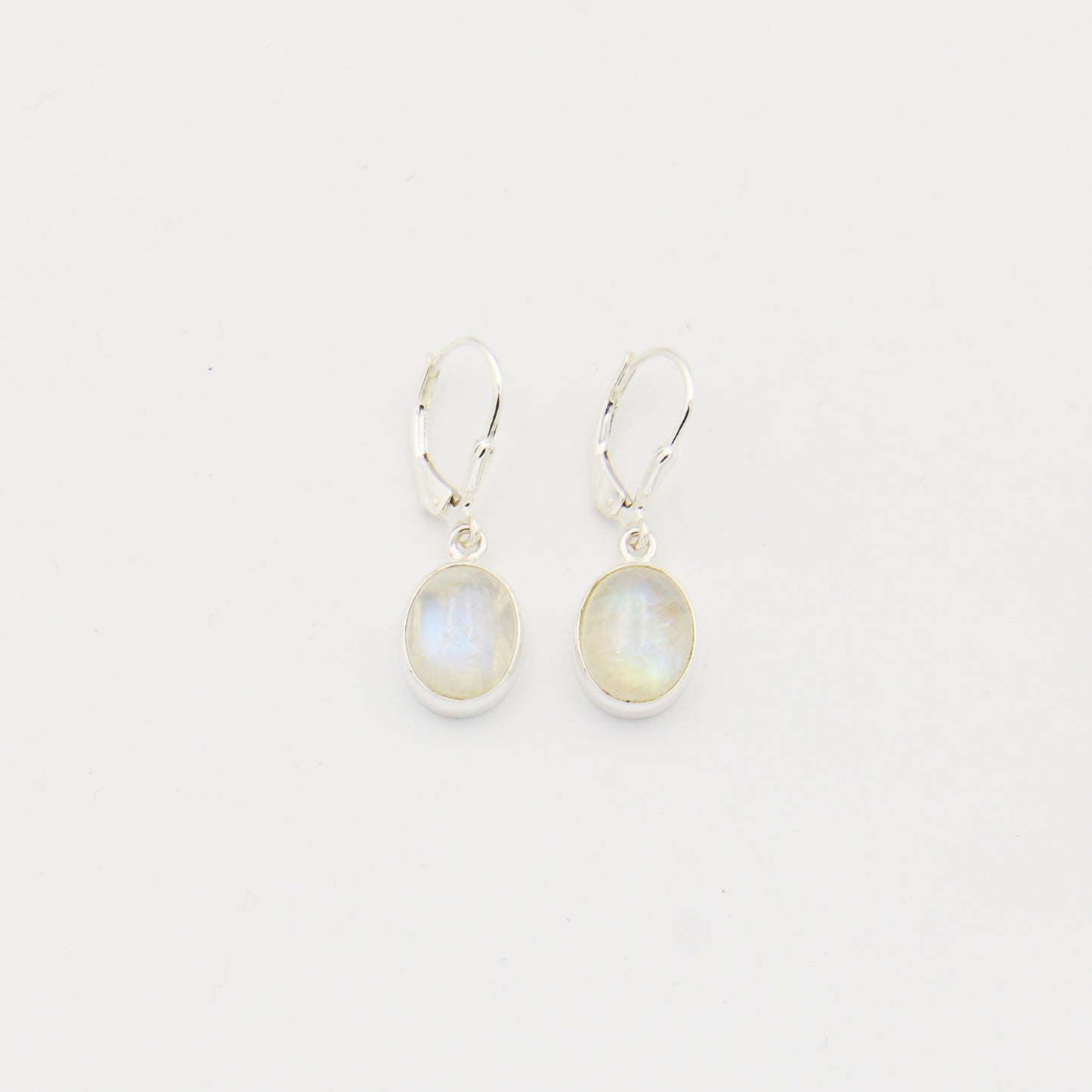 Moonstone Oval Sterling Silver Drop Earrings