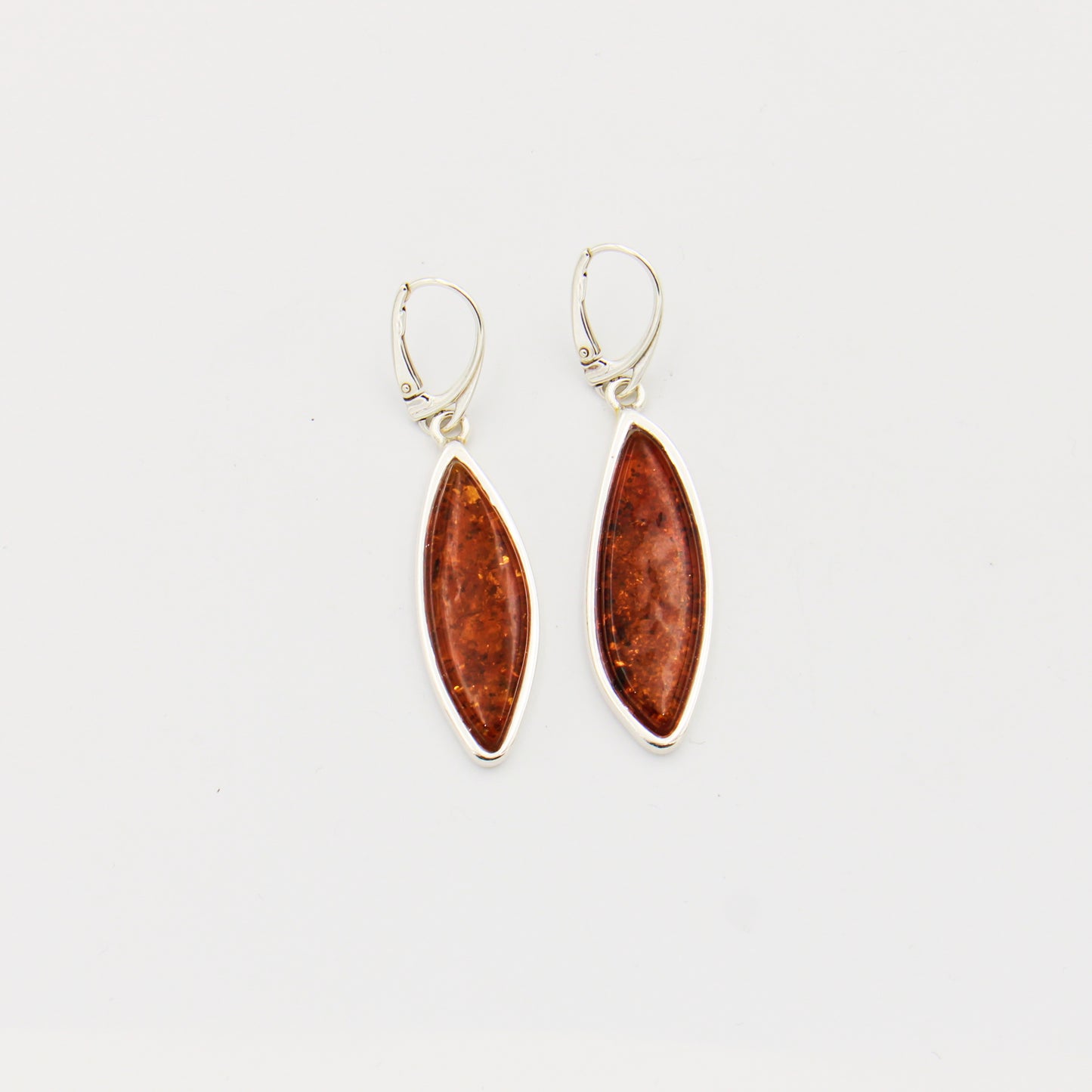 Amber Marquis Sterling Drop Earrings