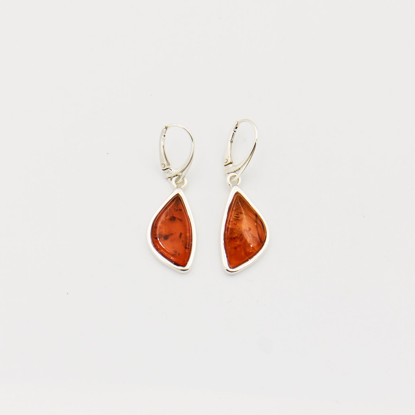 Amber Ovoid Sterling Drop Earrings