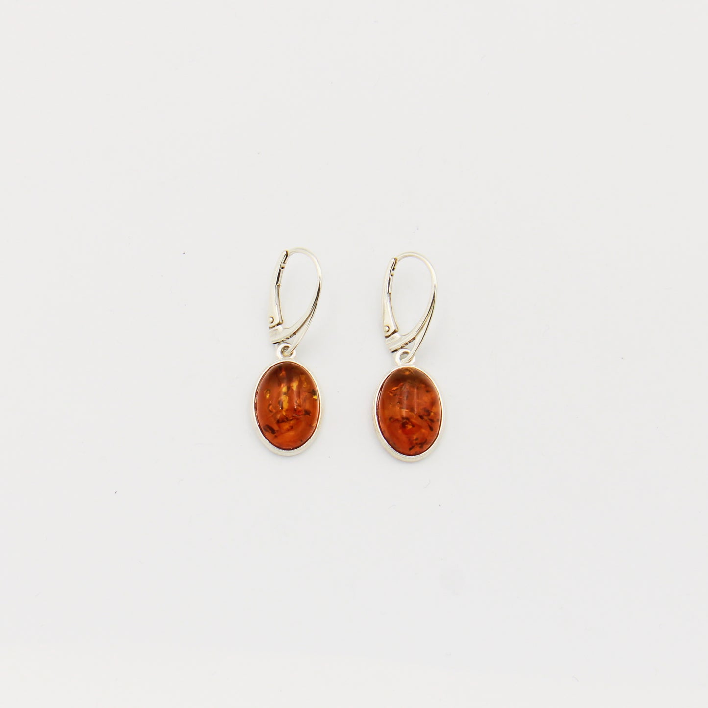 Amber Oval Sterling Drop Earrings