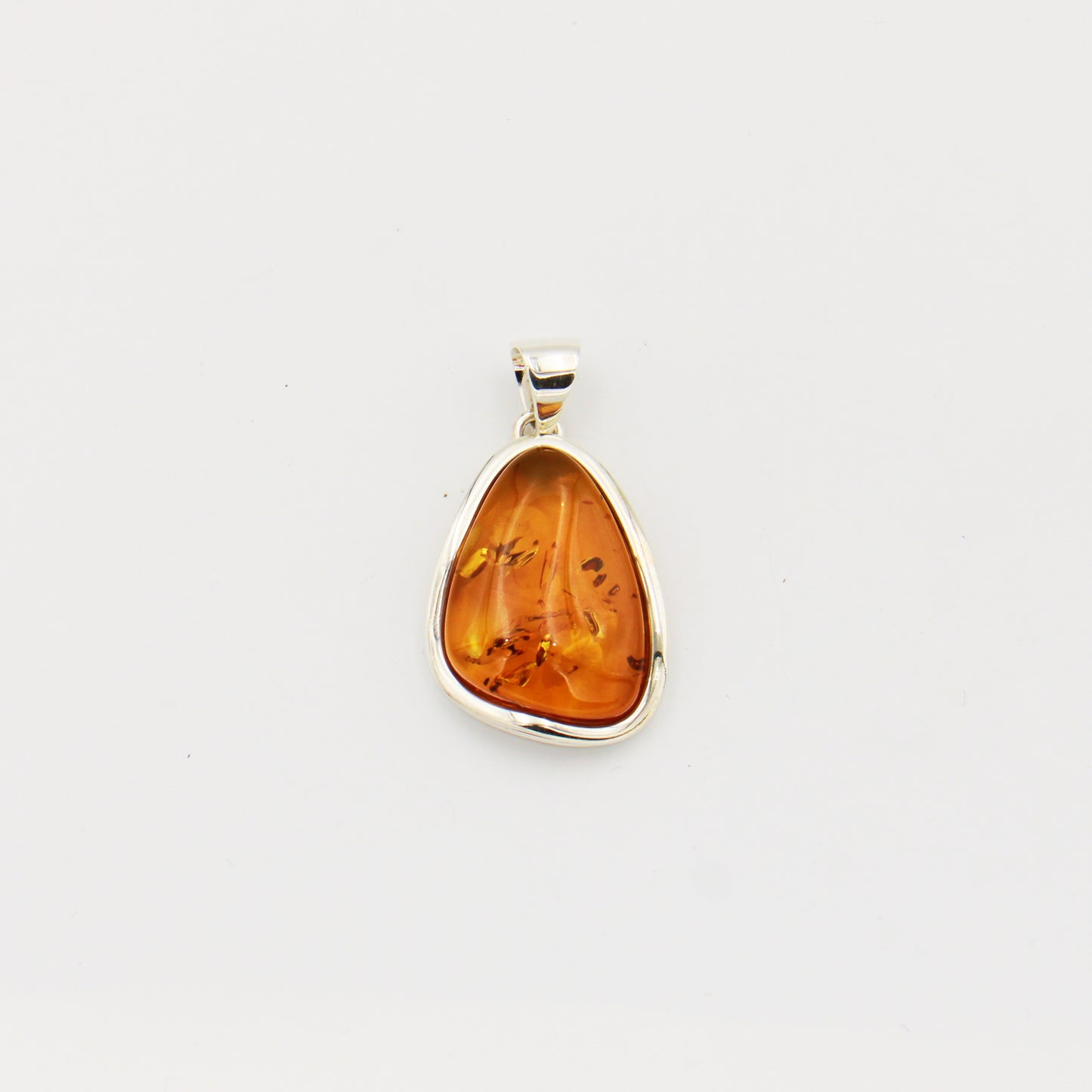 Amber Ovoid Sterling Silver Pendant