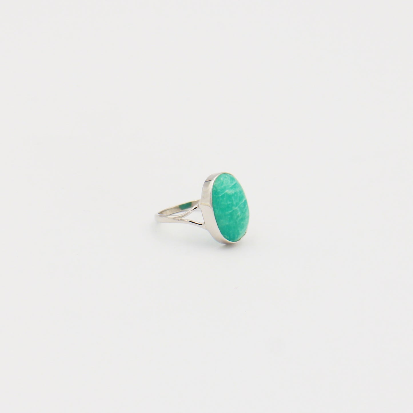 Amazonite Oval Sterling Ring Size 9