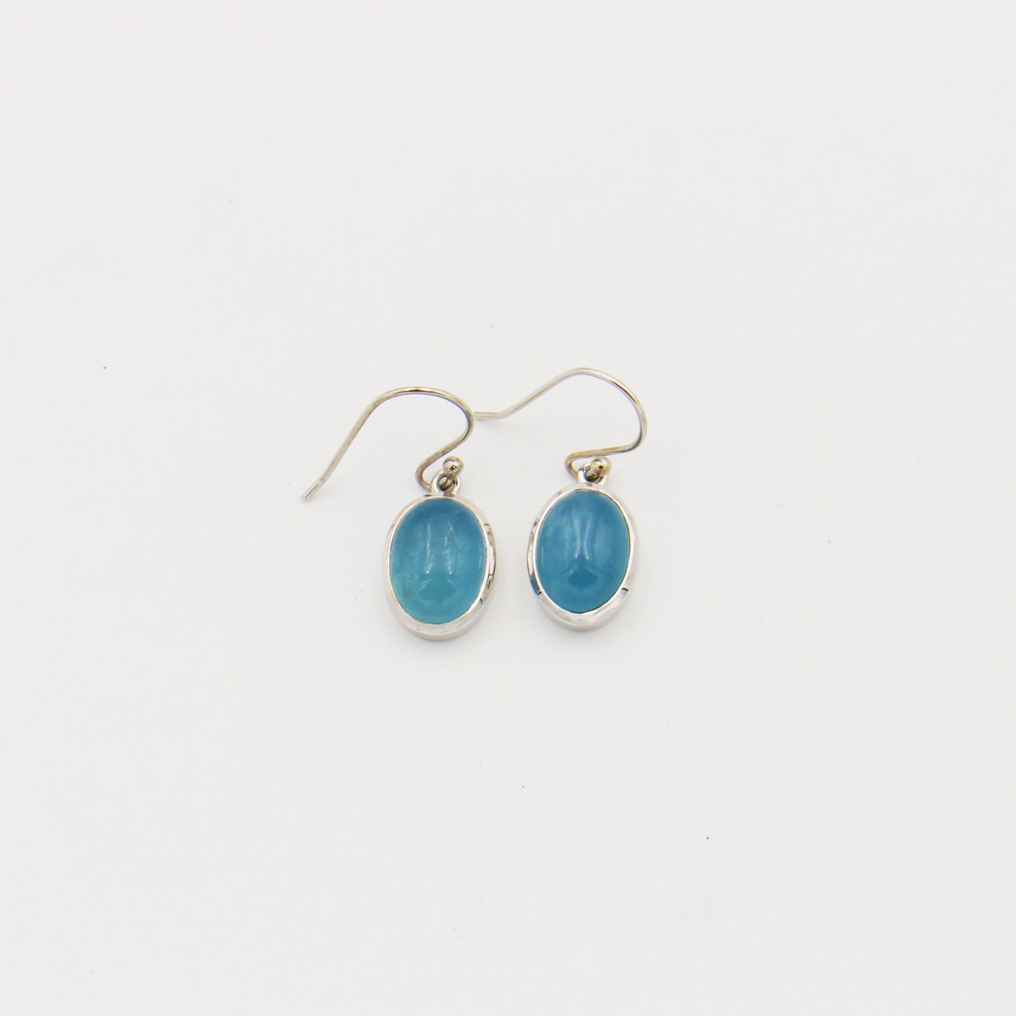 Aquamarine Cabochon Oval Sterling Earrings