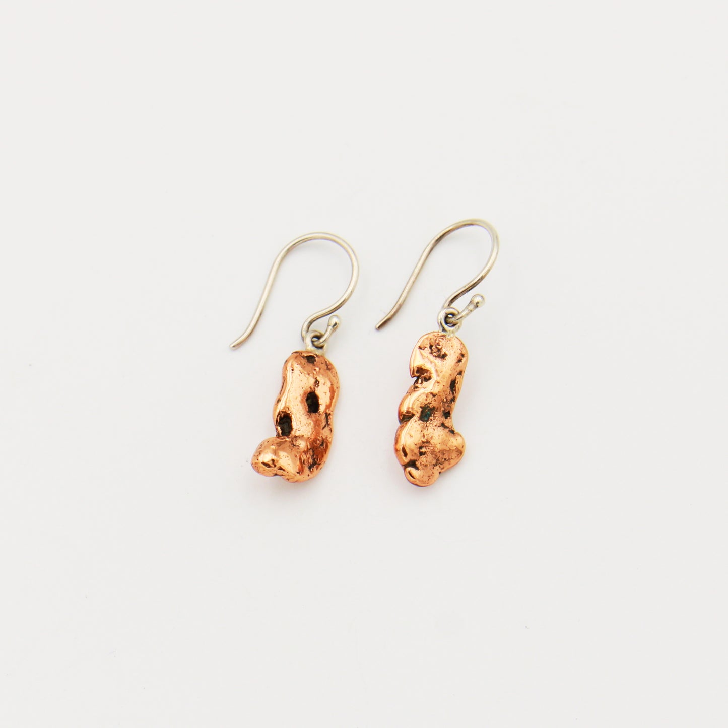 Copper Nugget Sterling Earrings