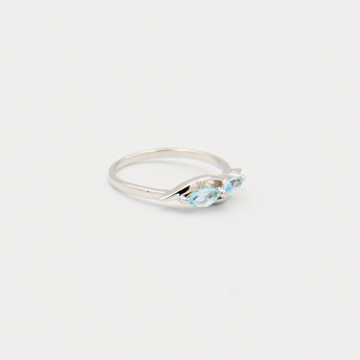 Blue Topaz Double Marquise Dainty Sterling Ring Size 7