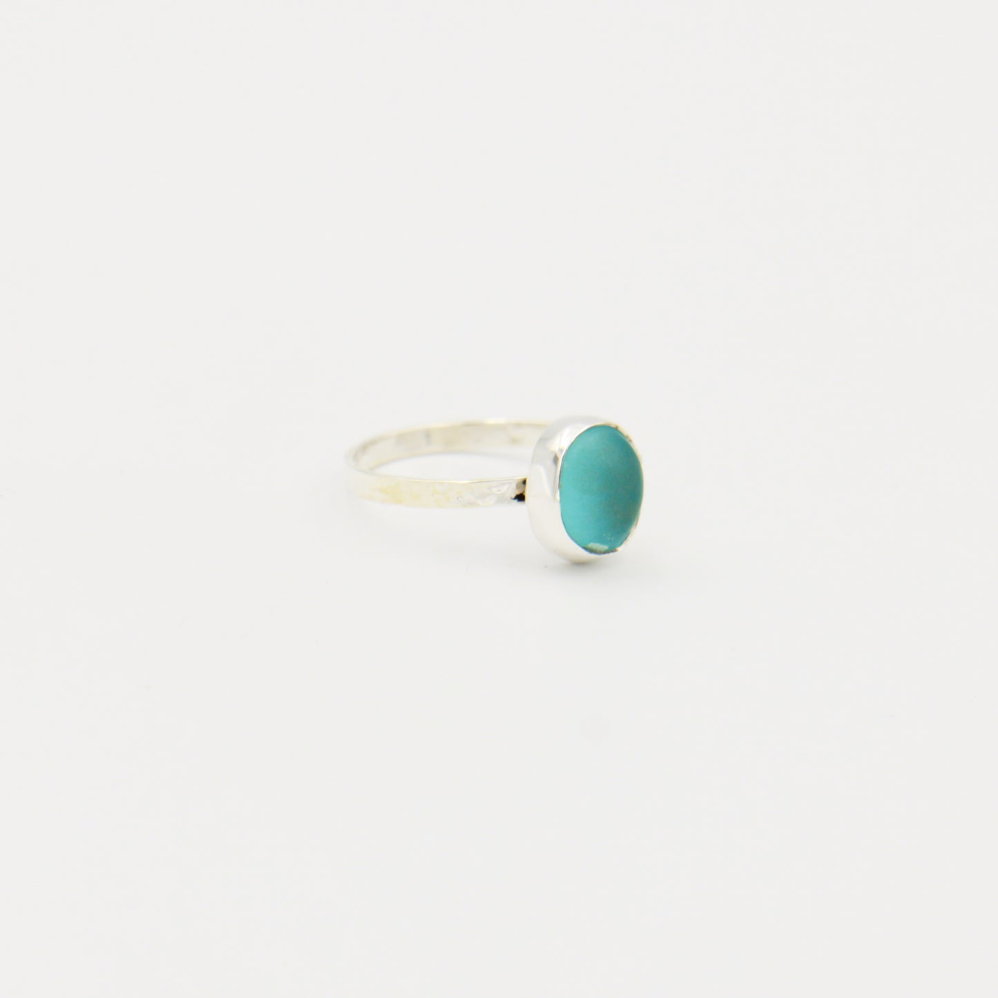 Beach Glass Ice Blue Ovoid Sterling Ring Size 6