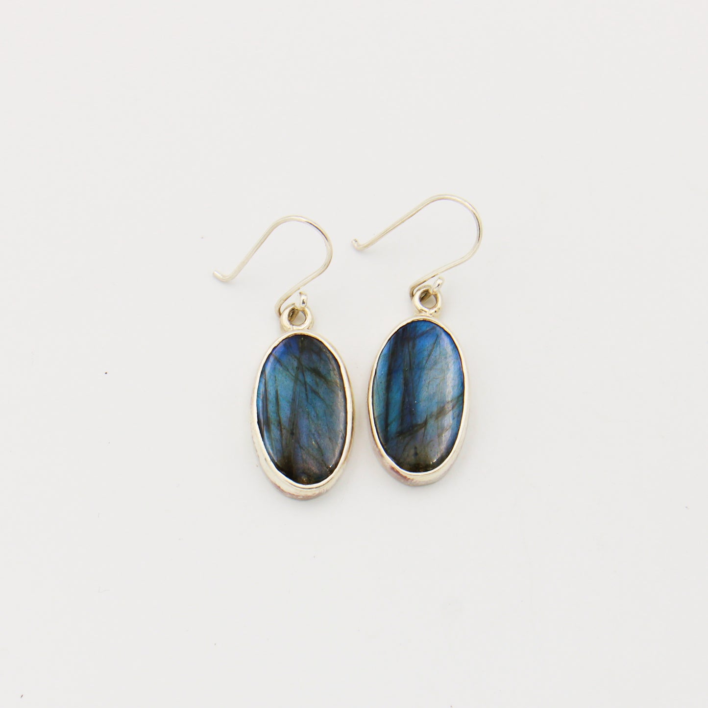 Labradorite Oval Drop Sterling Earrings