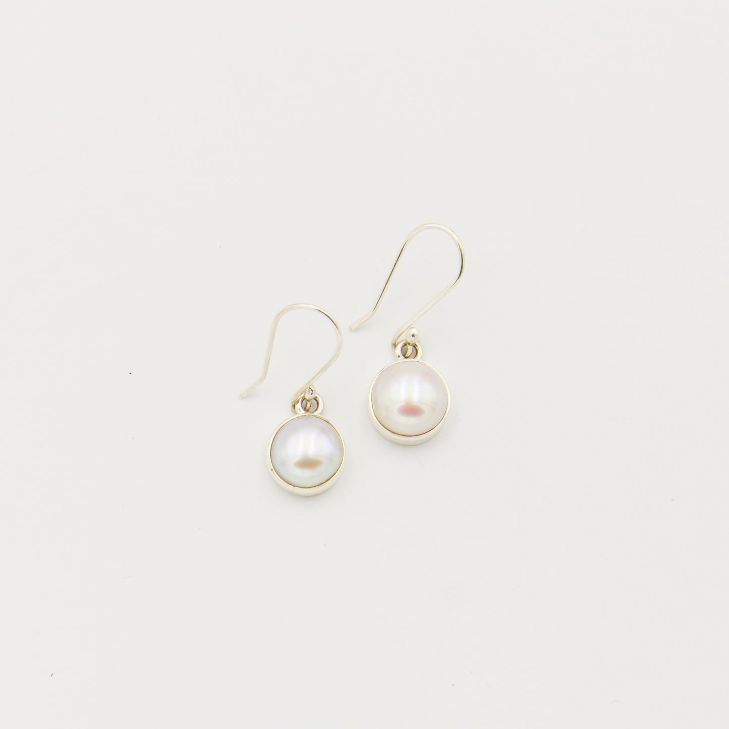 Pearl Round Drop Sterling Earrings