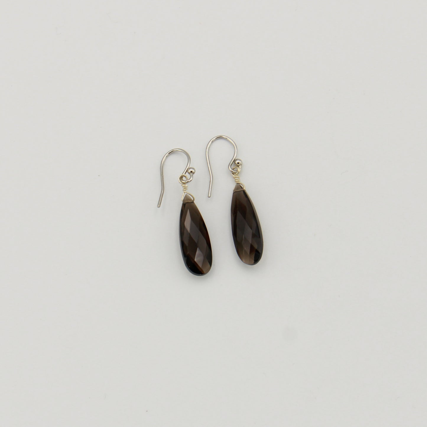 Smokey Quartz Faceted Drop Sterling Earrings