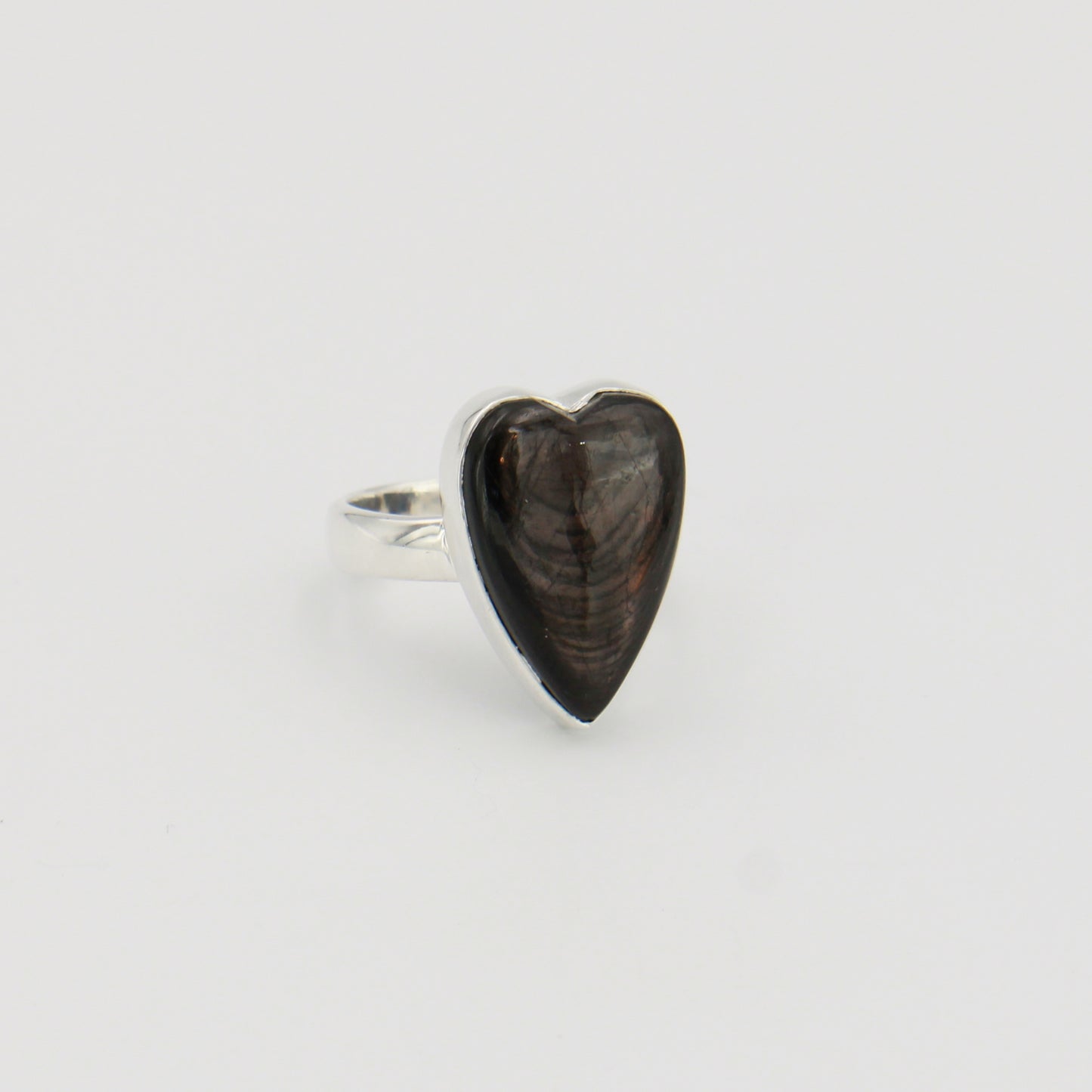 Hypersthene Heart Sterling Ring Sz 7