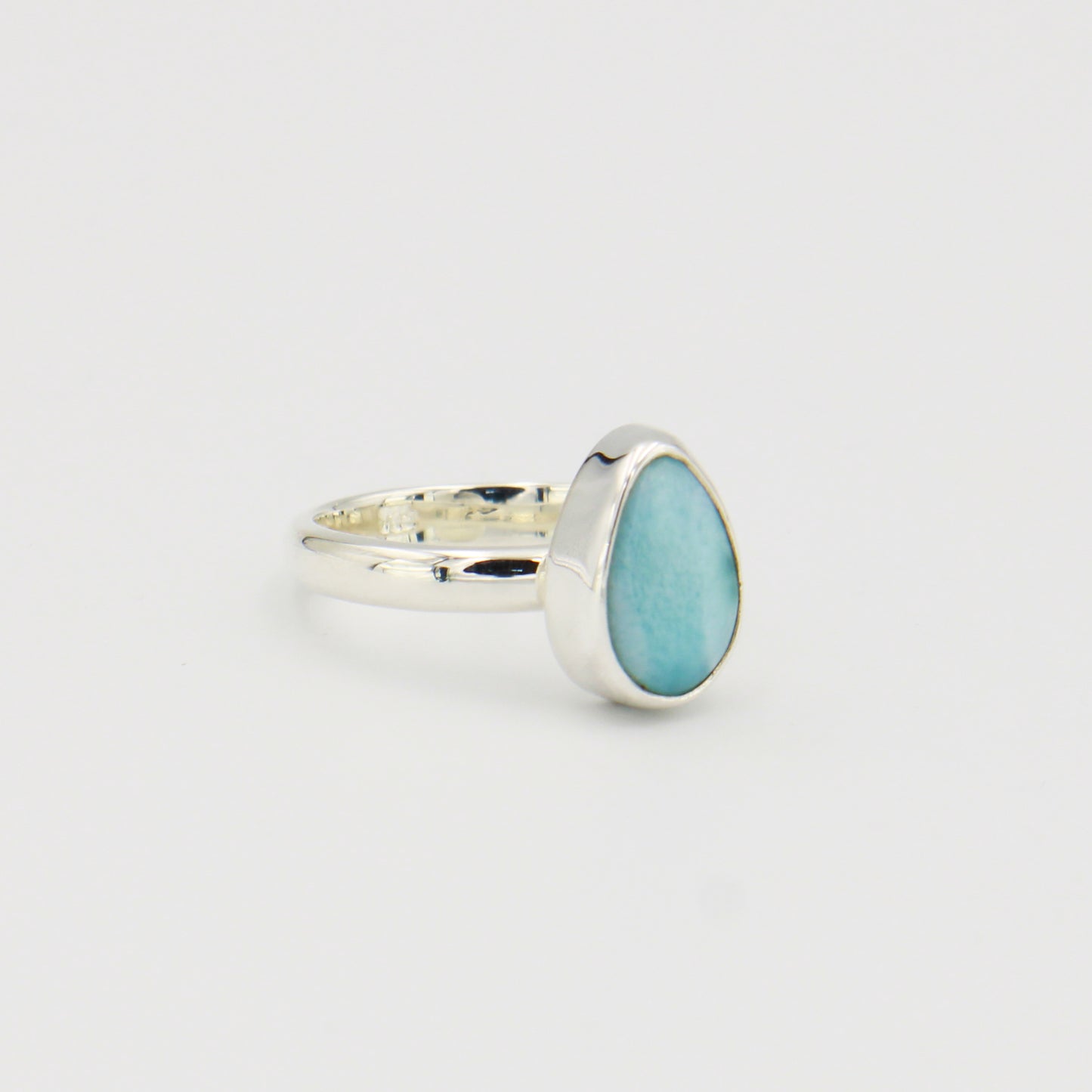 Larimar Pear Sterling Ring Sz 7
