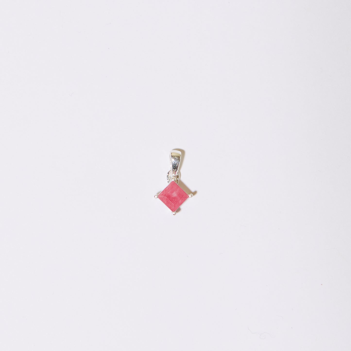 Ruby Dainty Square Sterling Pendant