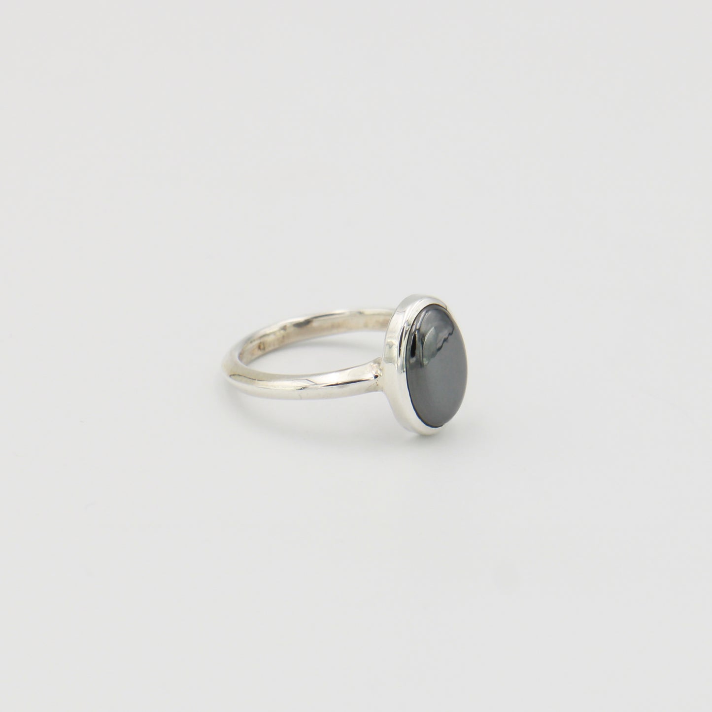 Hematite Oval Sterling Ring Sz 7.5