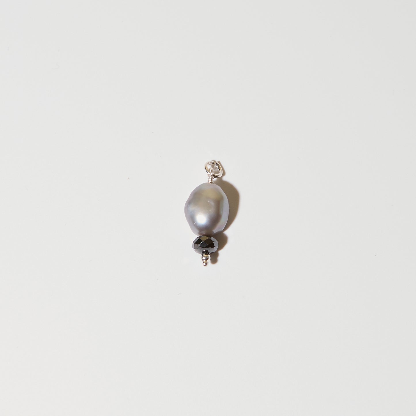 Grey Pearl & Hematite Sterling Pendant