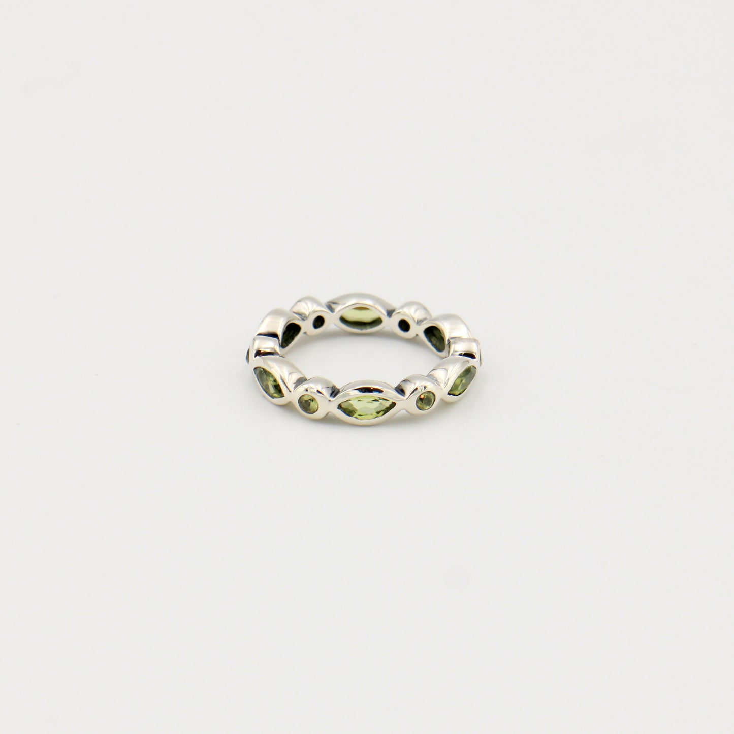 Peridot Marquis Sterling Eternity Band Sz 7