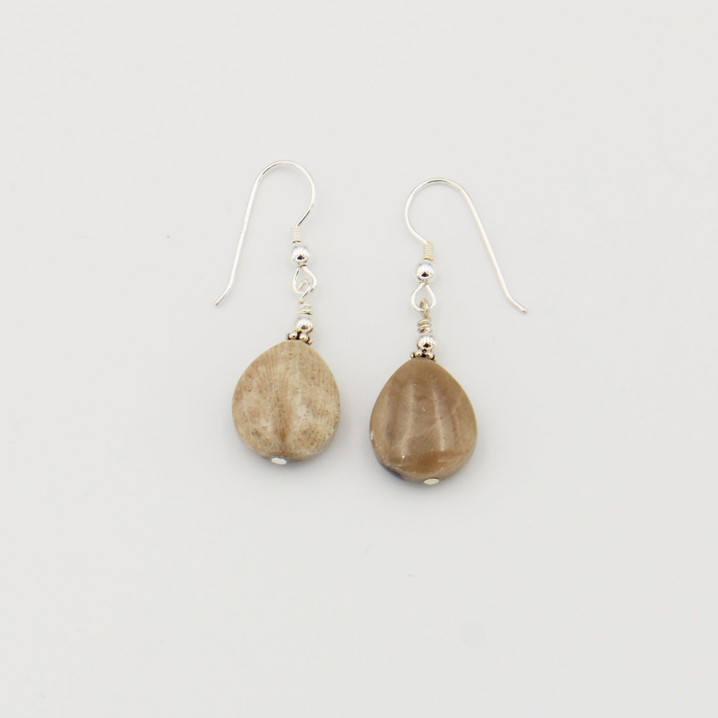 Petoskey Pear Drilled Sterling Earrings