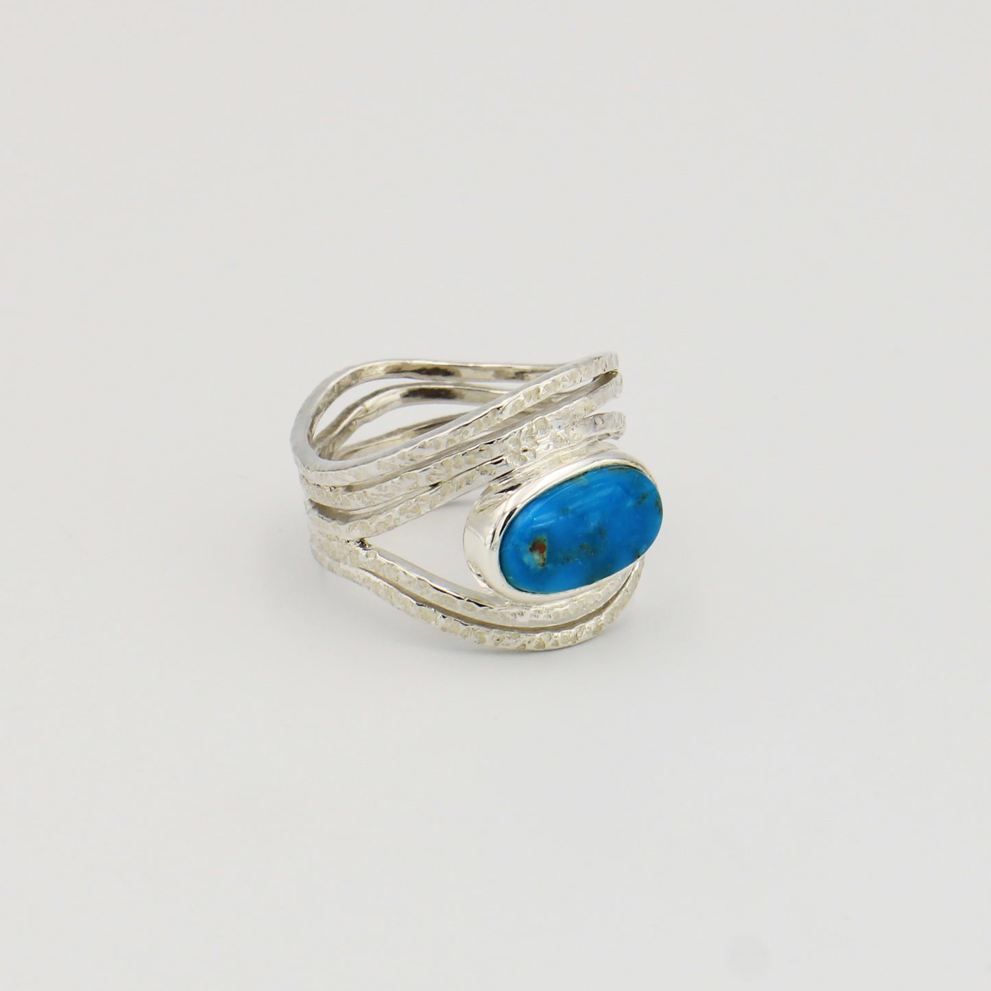Turquoise Multi Band Sterling Ring 9