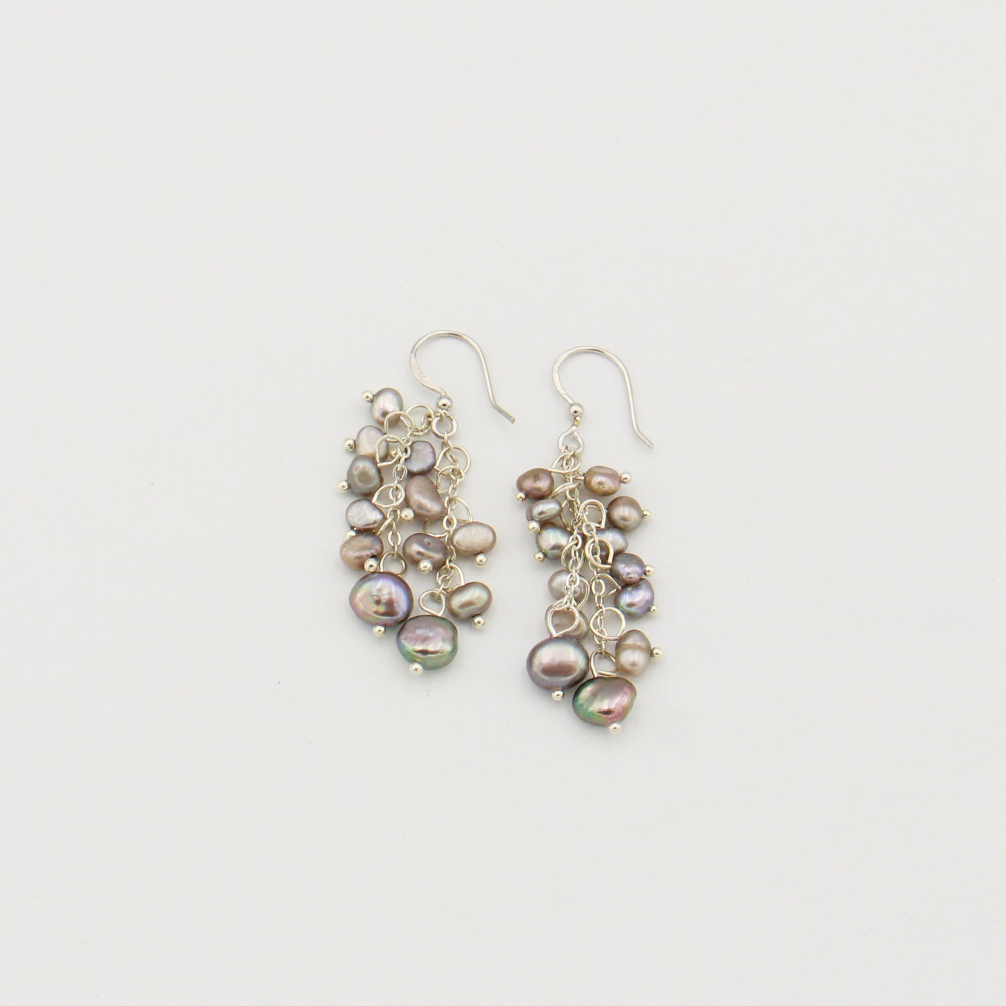 Grey FW Pearl Sterling Cluster Earrings