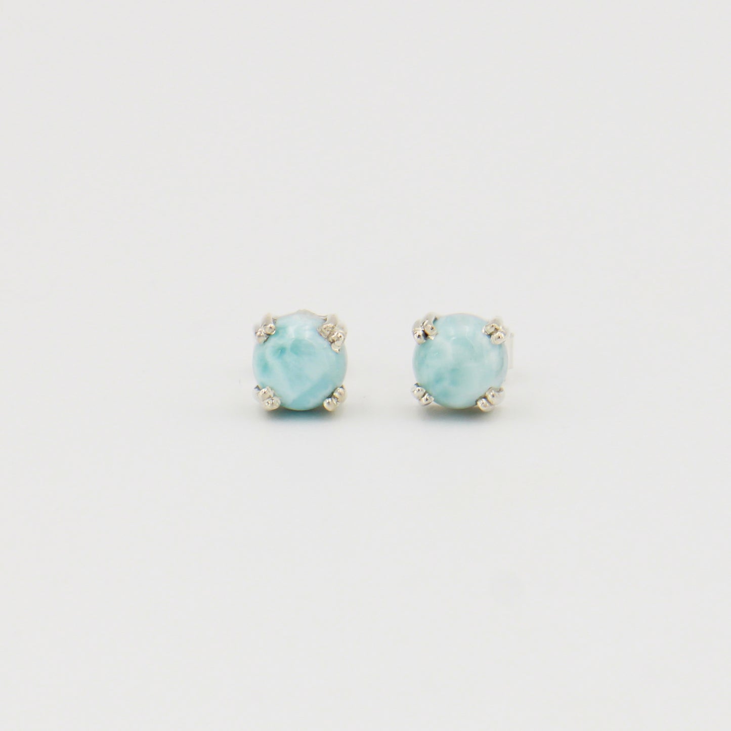 Larimar Sterling Double Prong Studs 7mm